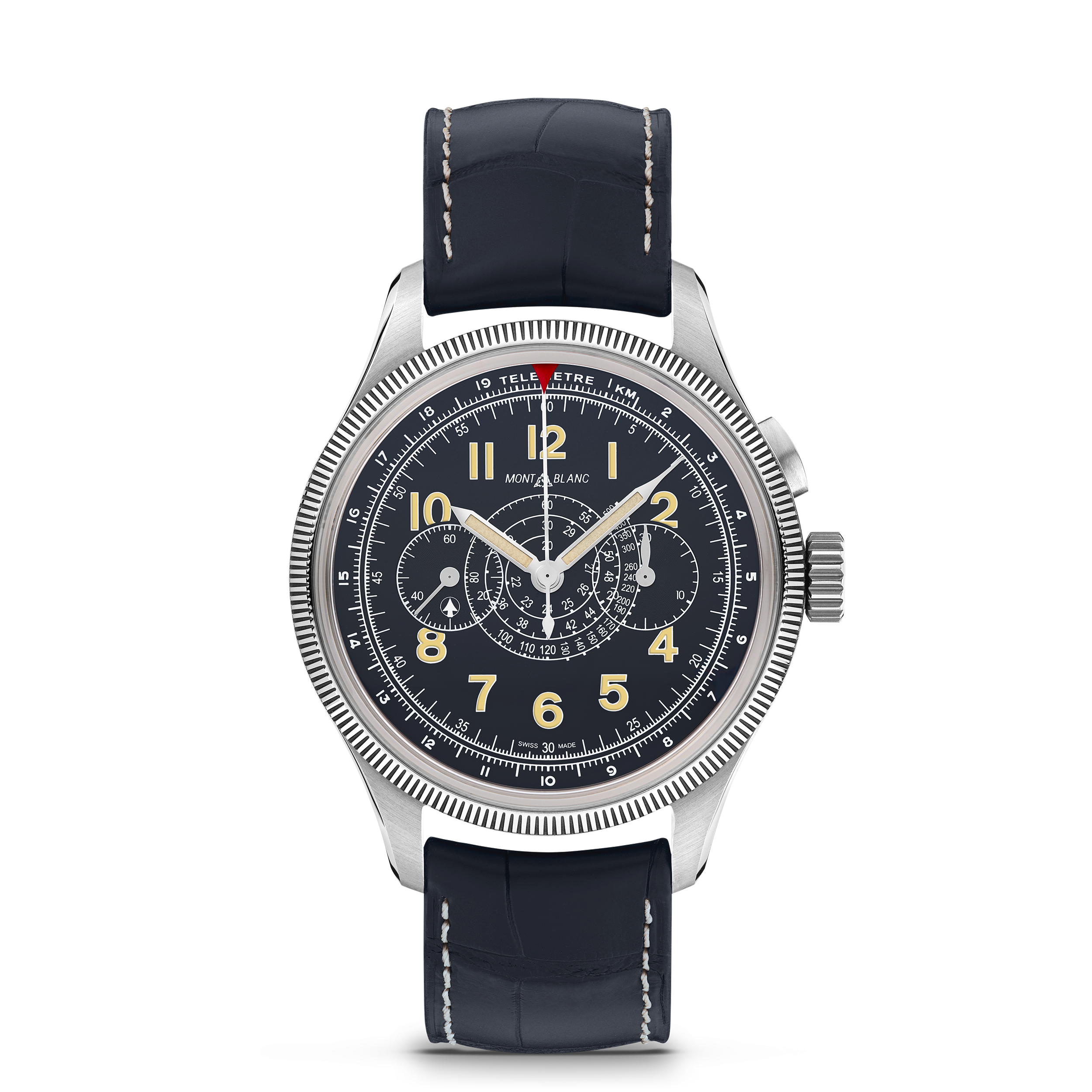 Montblanc - 1858 Minerva Monopusher Chronograph Red Arrow Limited Edition - 88 Pieces - Steel  Grey Gold - Mb129614 - Watch Men's Black