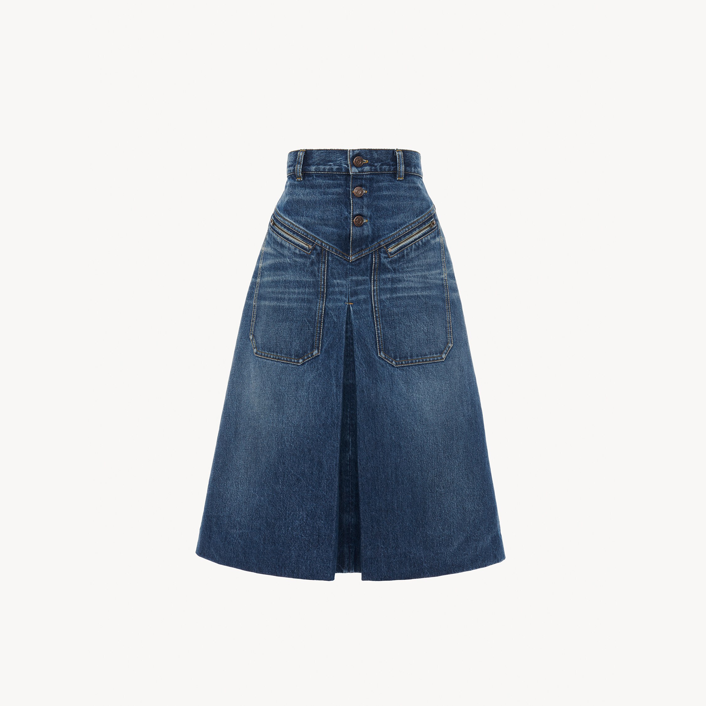 Chloé Knee-length Skirt In Washed Blue Denim