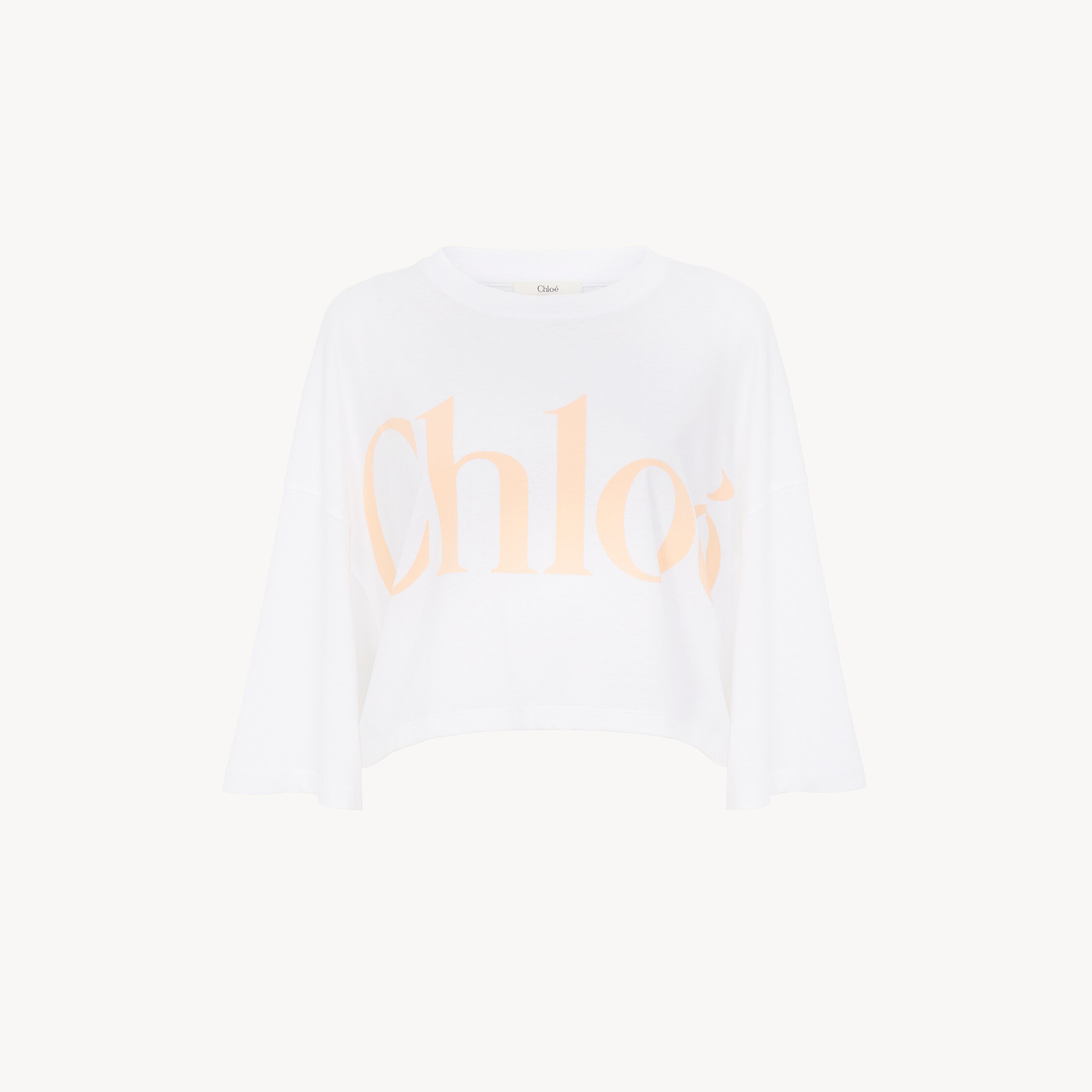 Chloé Oversized Cropped Logo T-shirt In Cotton Jersey In White