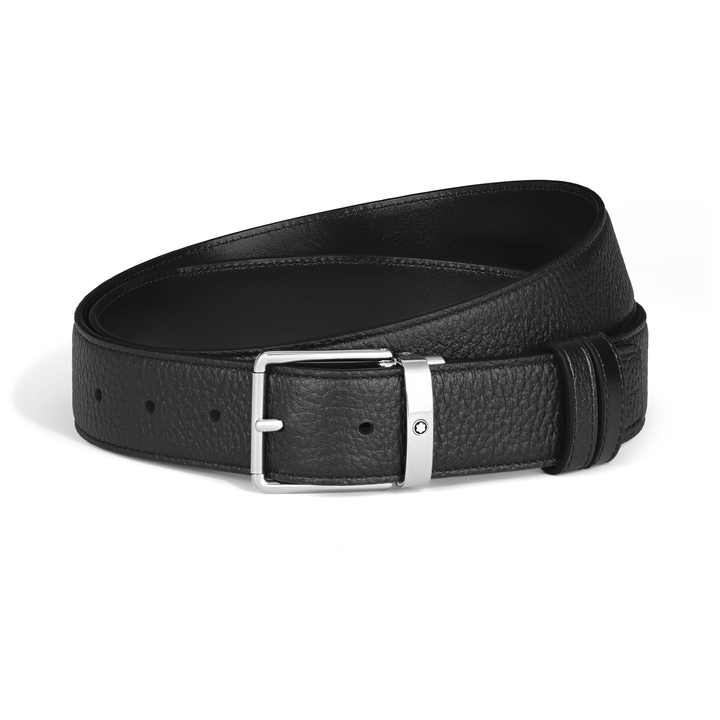  Montblanc - Alltagstauglicher Wendbarer Gürtel 35 Mm Aus Genarbtem Leder - Schwarz - Mb222183 - Gürtel 