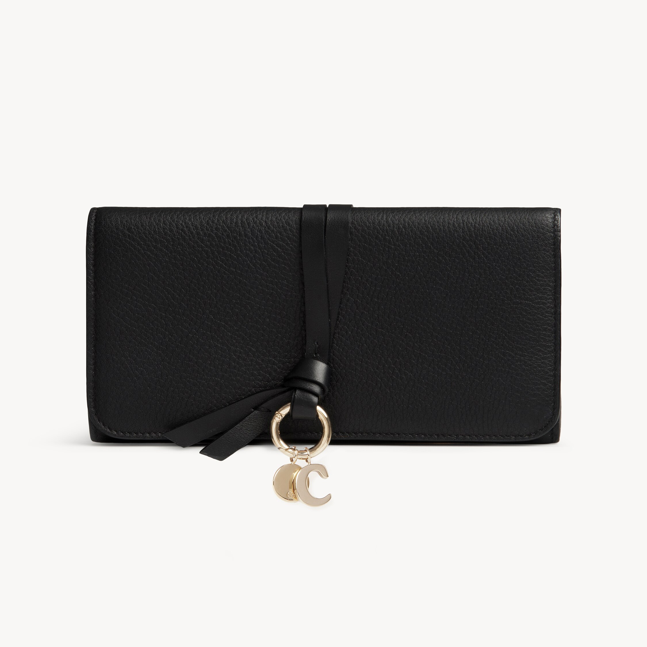 Chloé Alphabet Wallet With Flap In Grained Leather In Black