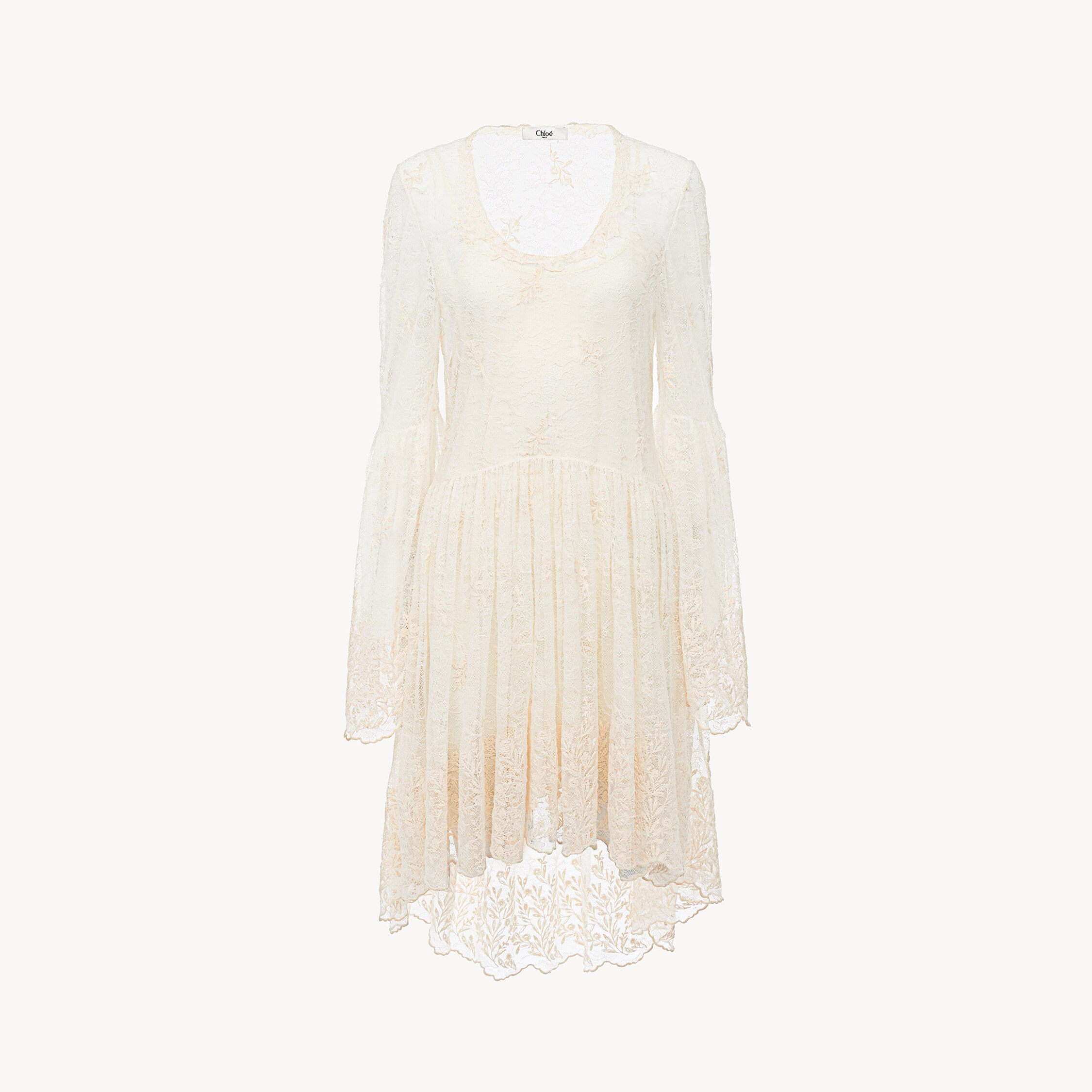 Chloé Scoop-neck Mini Dress In Embroidered Lace In Multi