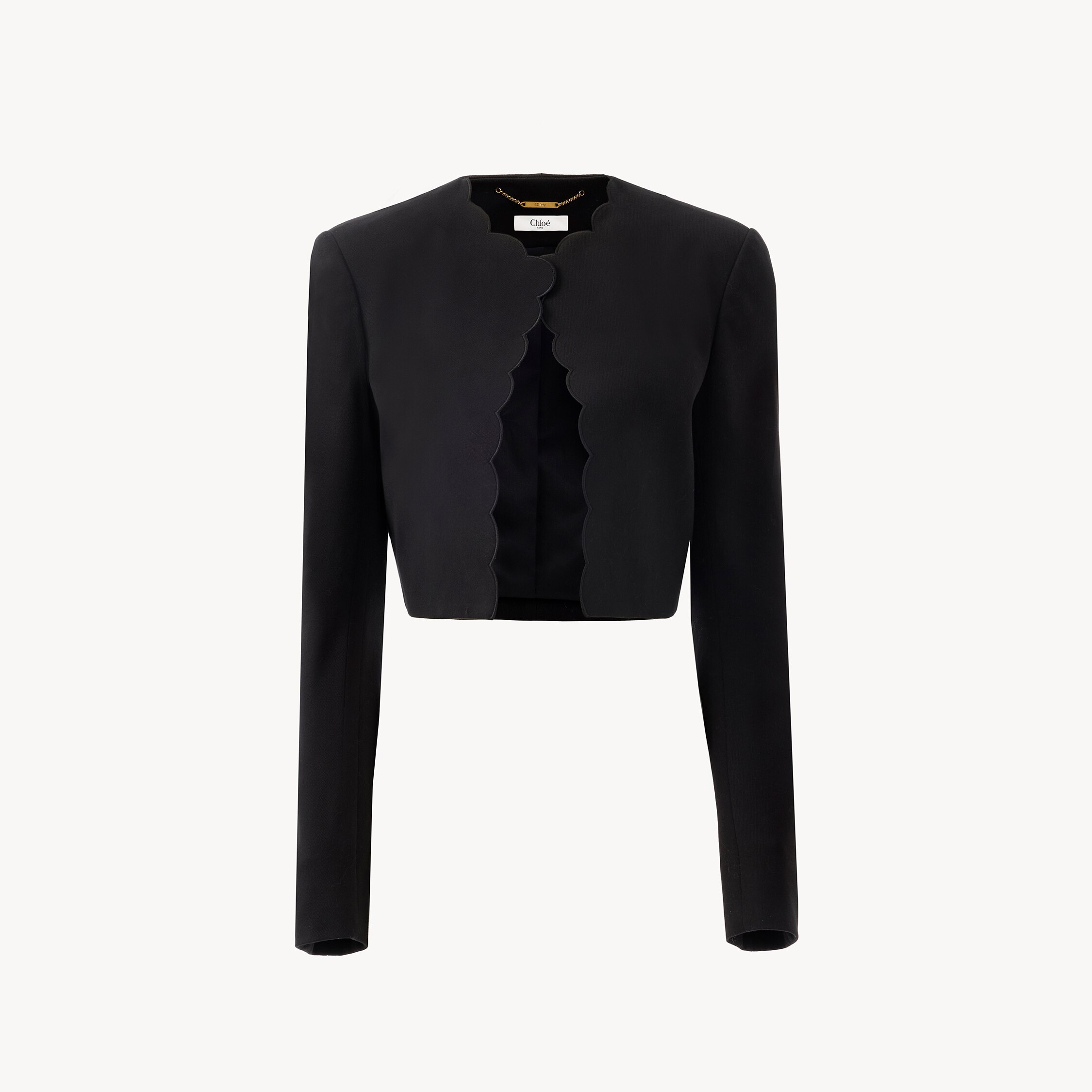Chloé Cropped Spencer Jacket In Soft Cavalry Cotton In Black