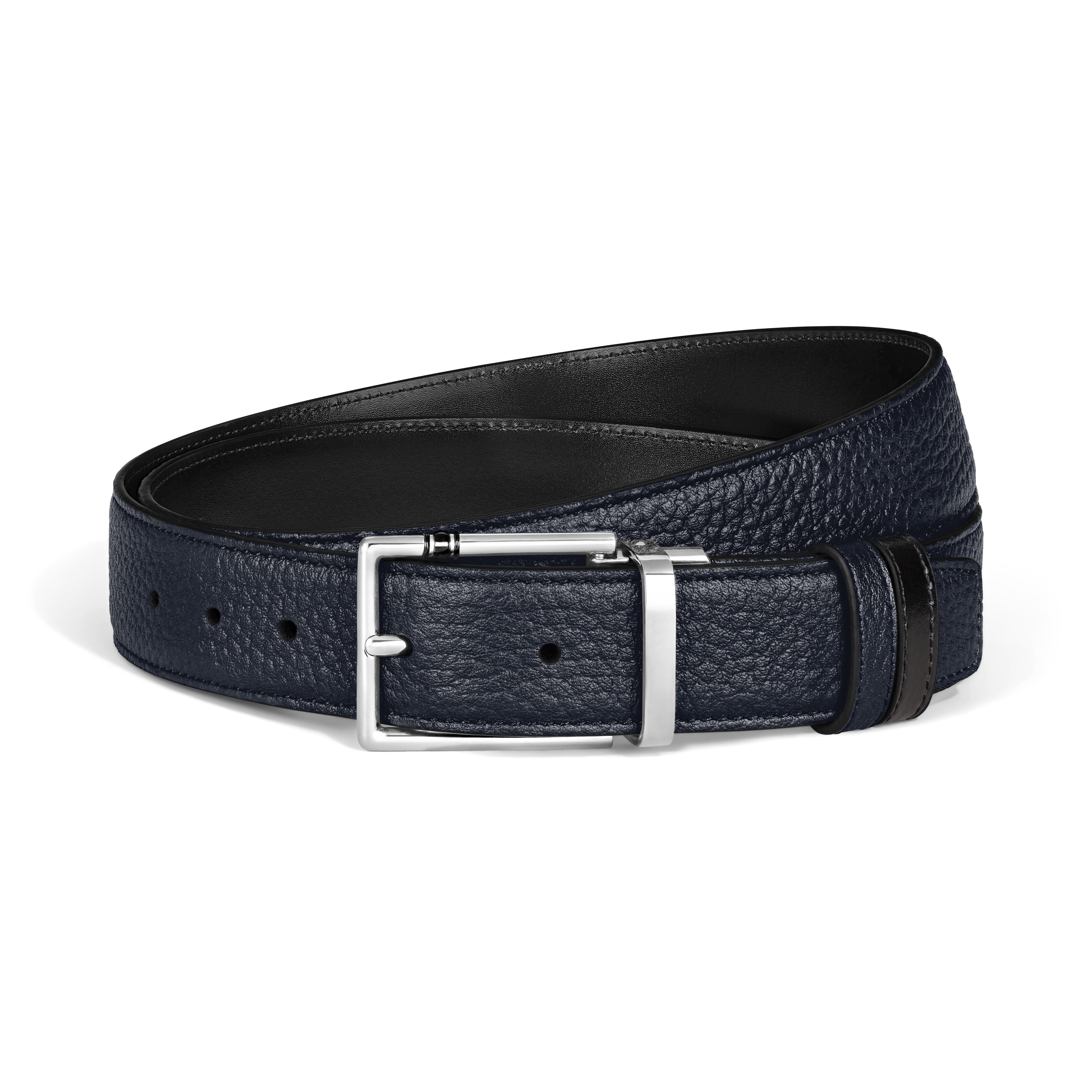  Montblanc - Cinturón Reversible De Piel Grain De 30 Mm Con Hebilla Rectangular Meisterstück - Mb222199 - Cinturones 