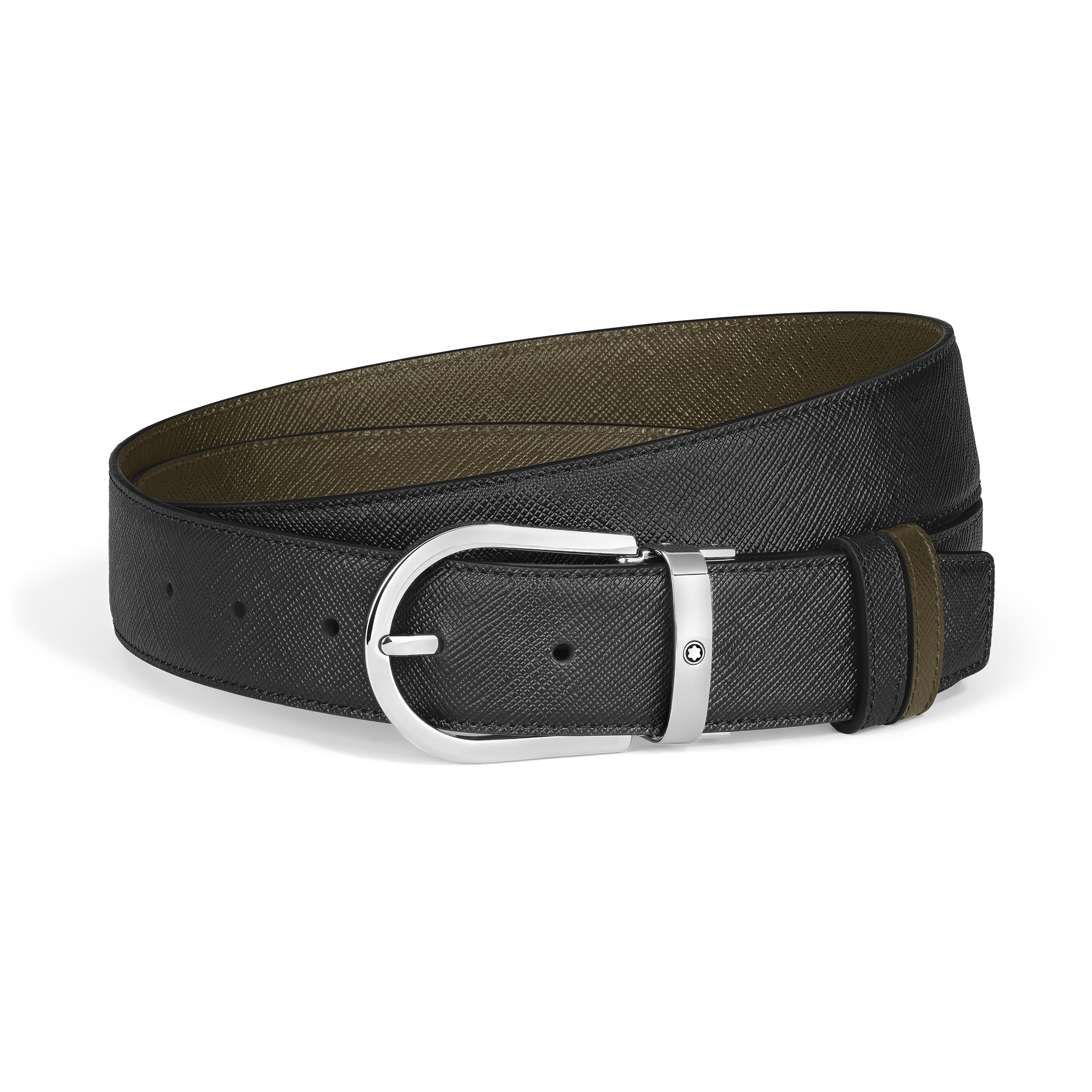 Montblanc - Horseshoe 35 Mm Reversible Belt In Sartorial Leather - Mb222147 - Belts Men's Black