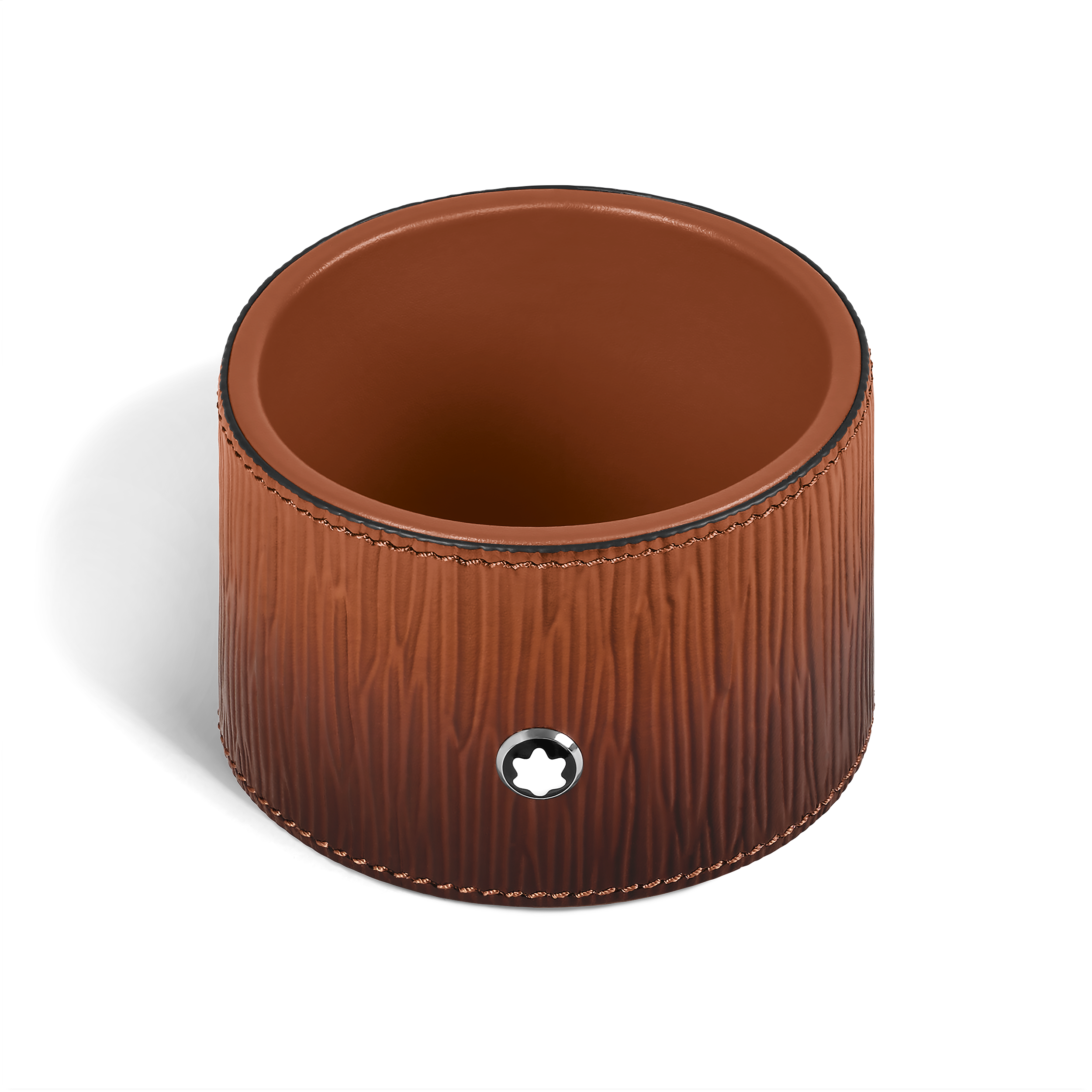 Montblanc - Medium Round Desk Tray In Corteccia Sfumato Leather - Leather - Mb136839 - Trays   Fauve