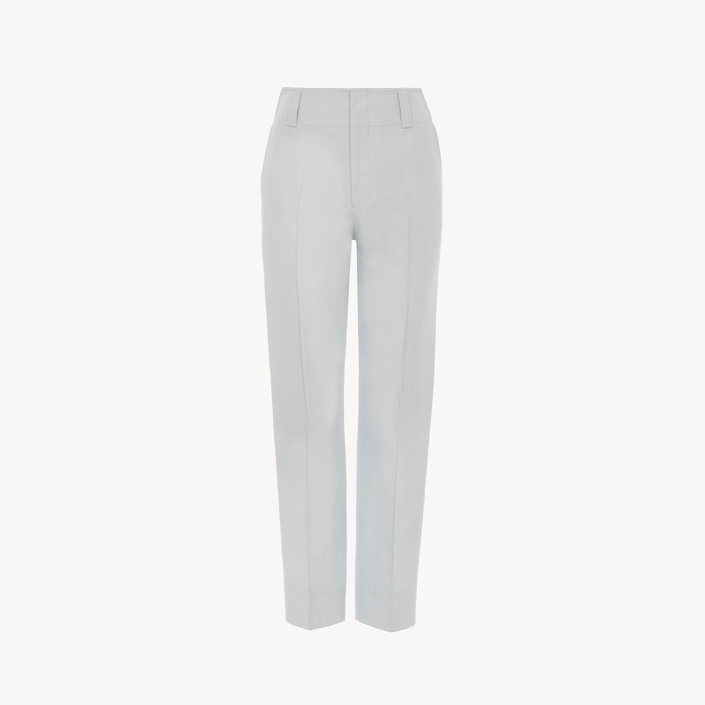 Chloé Pantalon Cigarette En Lin Et Coton Mélangés In Blue