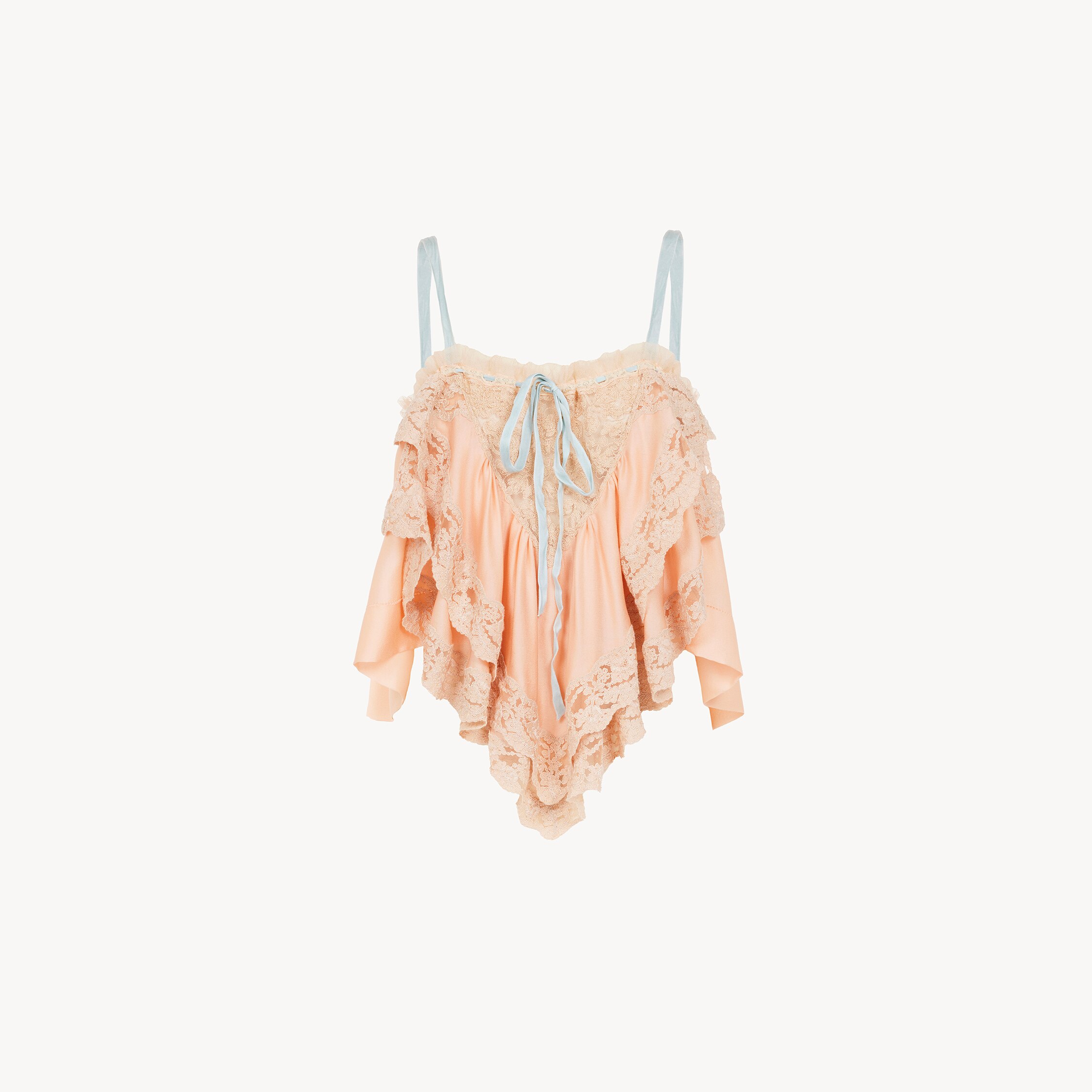 Chloé Ruffled Camisole Top In Silk Charmeuse & Lace