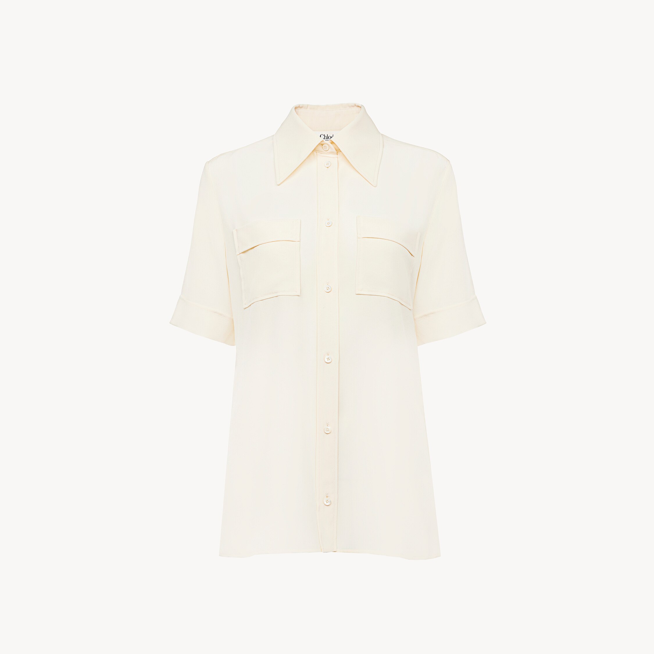 Chloé Short-sleeve Blouse In Crêpe De Chine In White