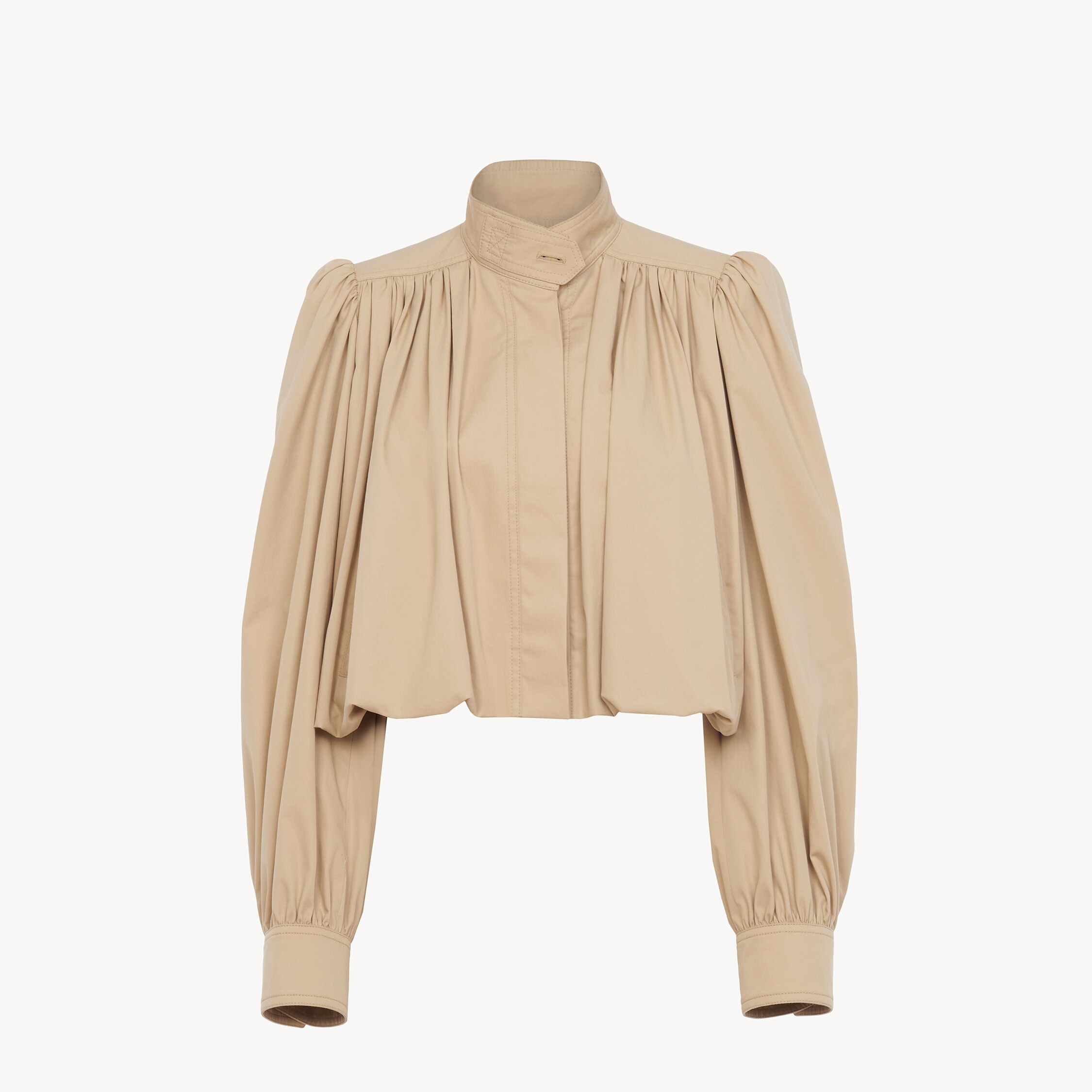 Chloé – Gathered boule jacket in cotton gabardine – Smoky Beige – 46 – Cotton