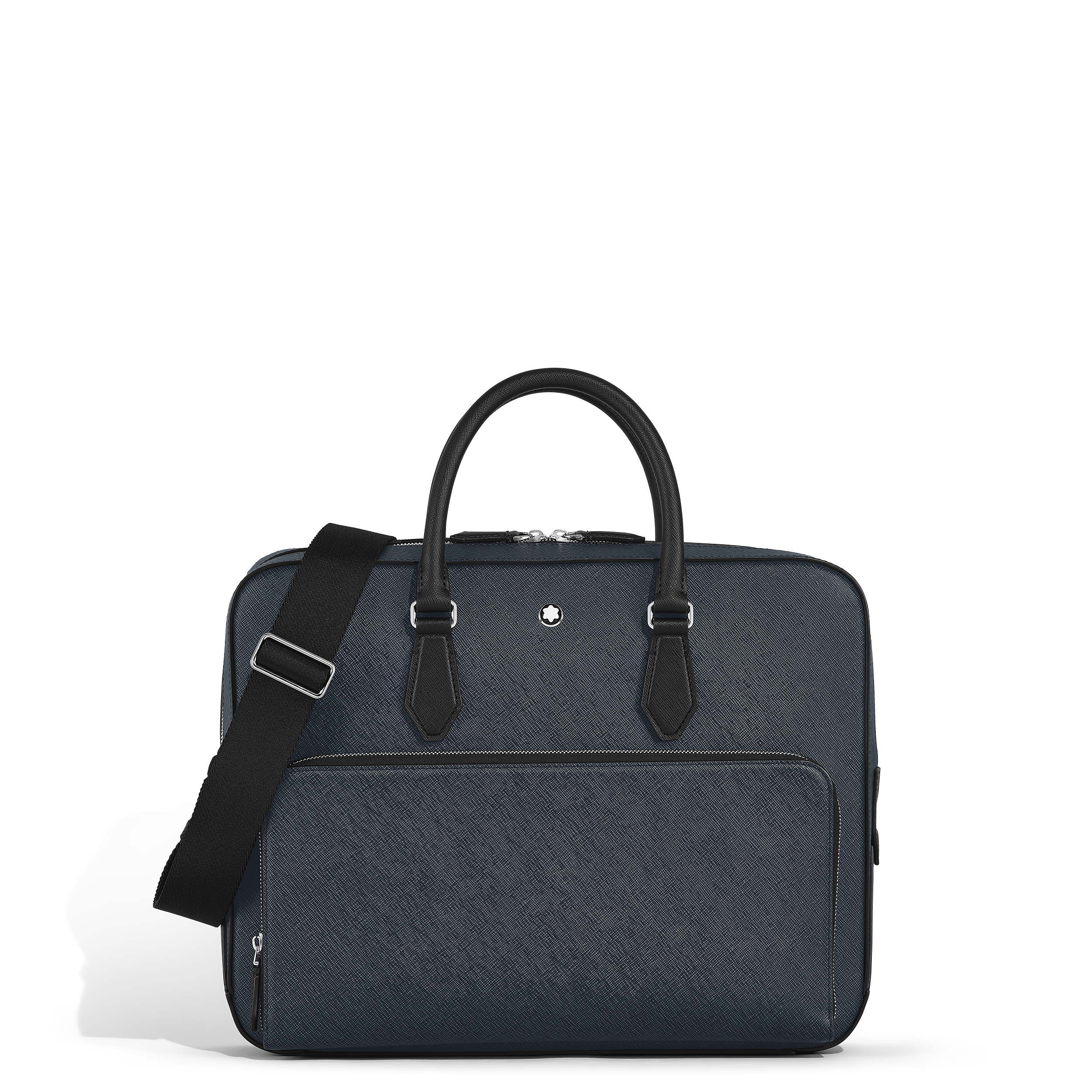 Montblanc - Medium Briefcase With Pocket In Sartorial Leather - Leather - Mb220332 - Document Cases   Tweed Blue