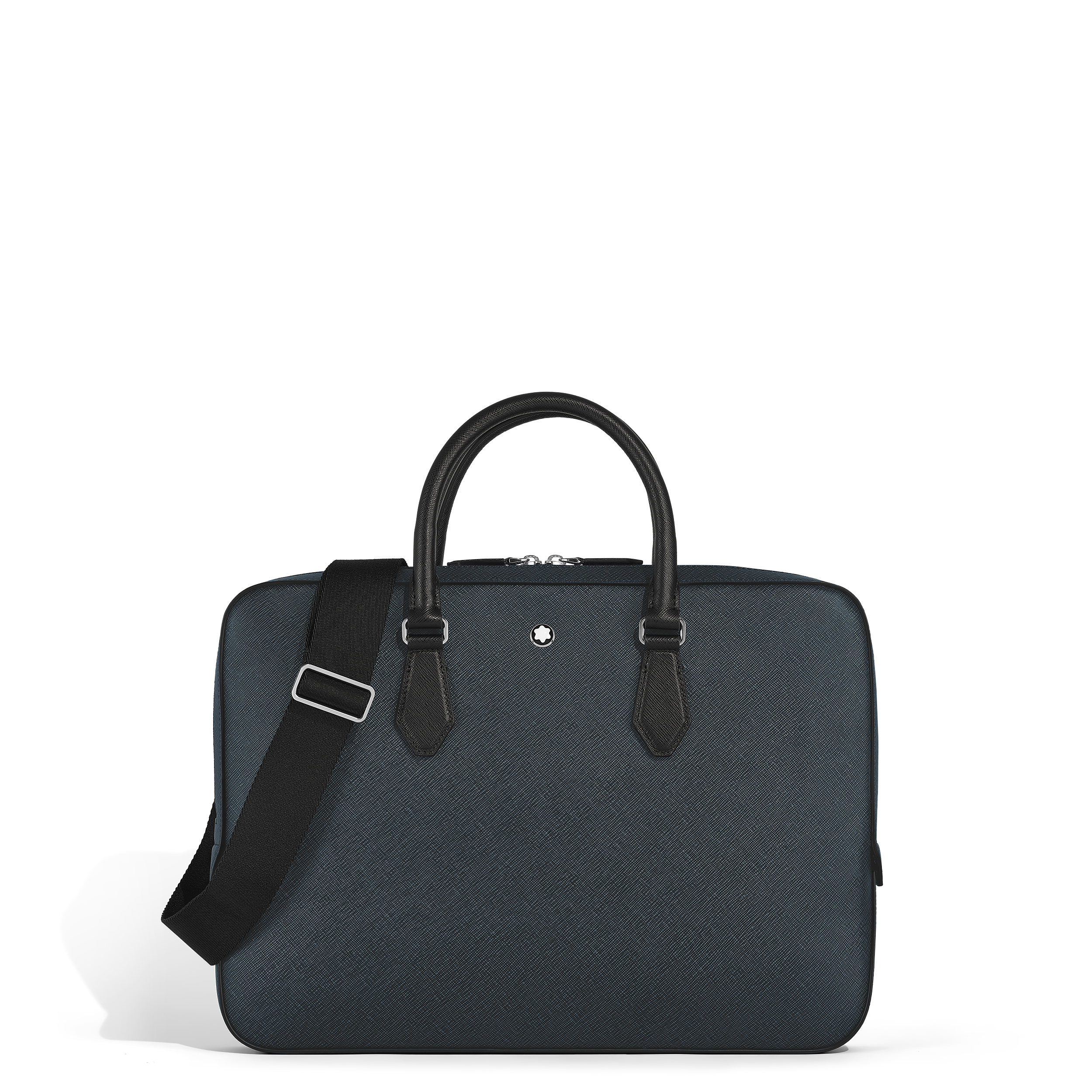 Montblanc - Thin Briefcase In Sartorial Leather - Leather - Mb220333 - Document Cases   Tweed Blue