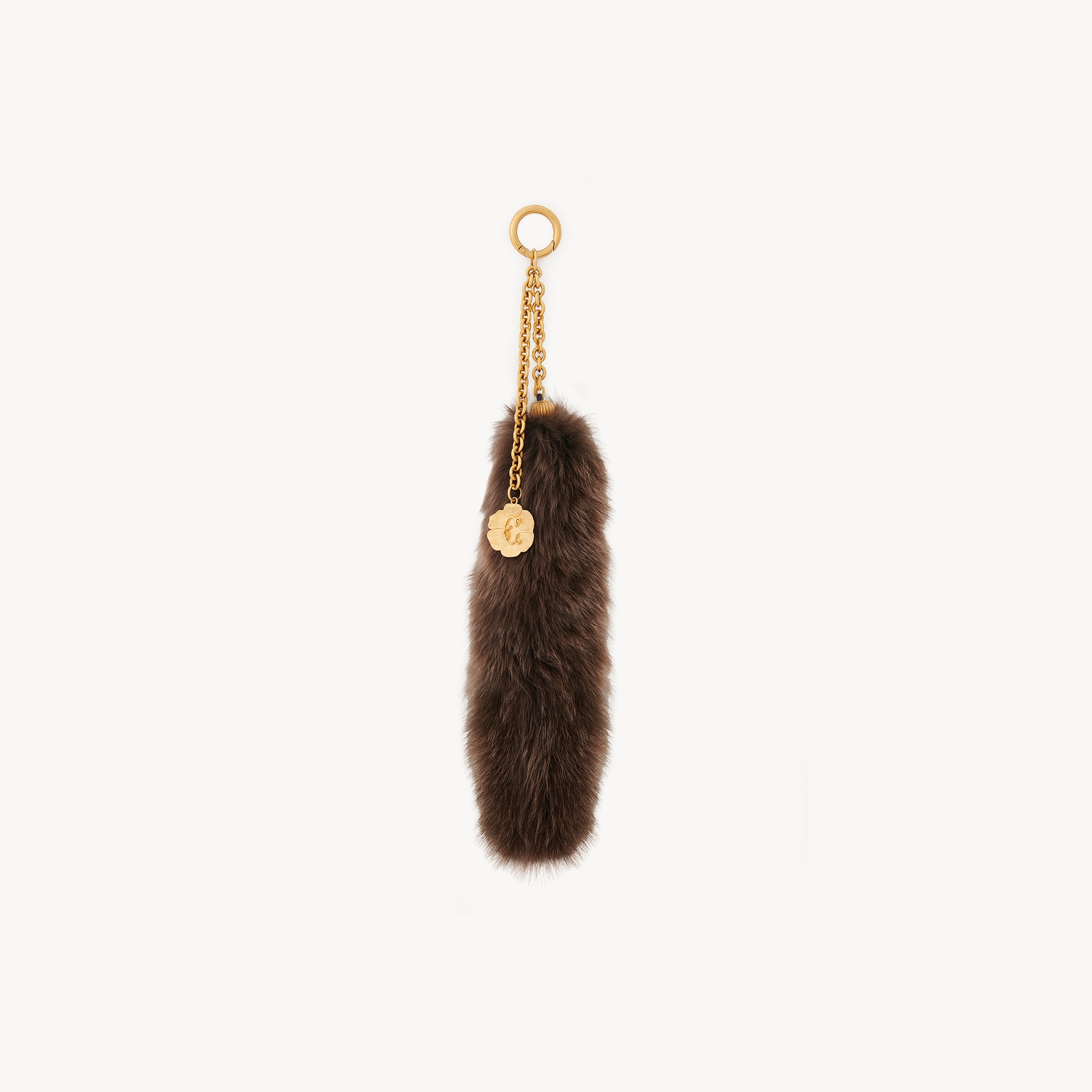 Chloé - The Treasure Tails charm in shearling - Dark Brown - Single Size - Domestic Lamb