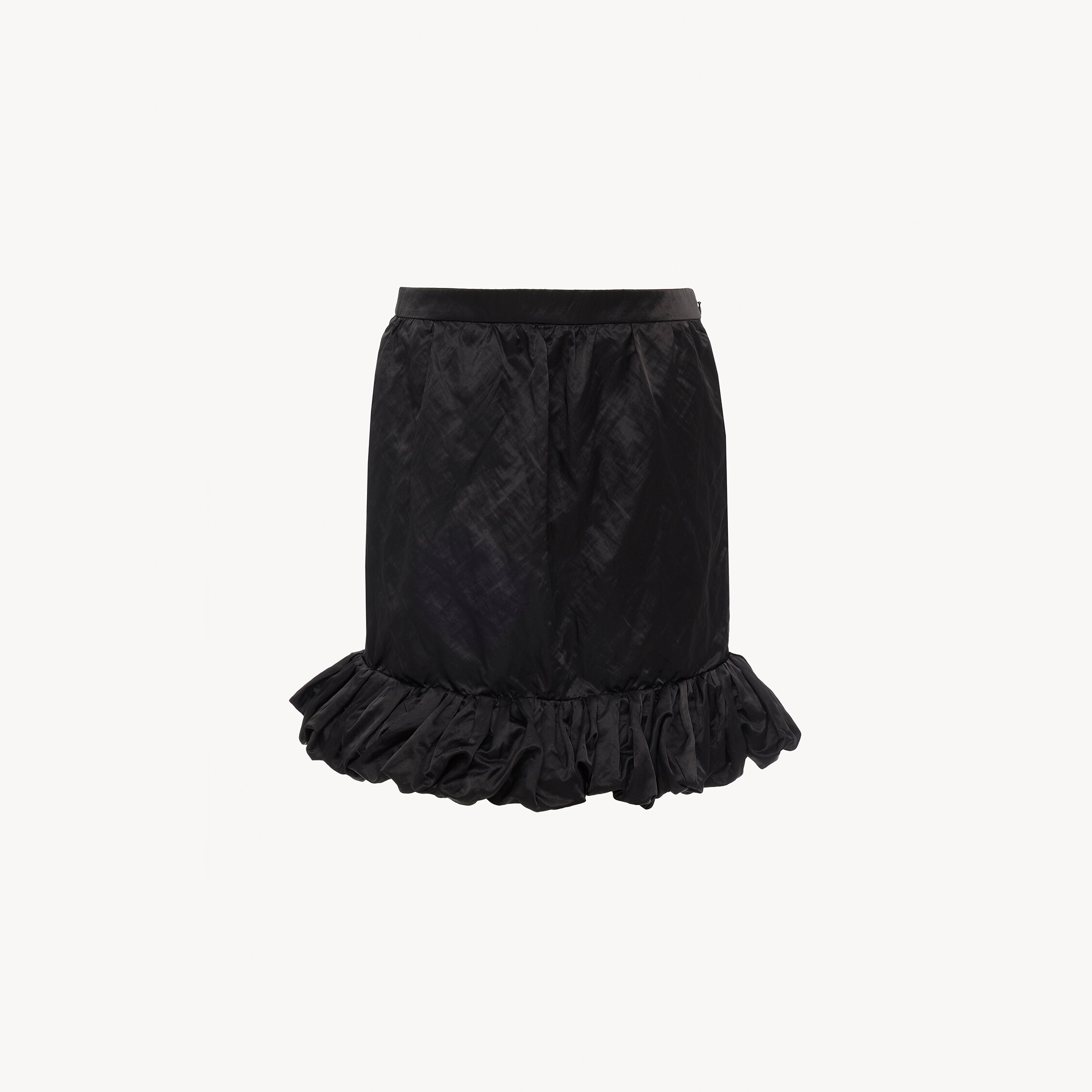 Chloé Ruffled Mini Skirt In Washed Technical Satin In Black