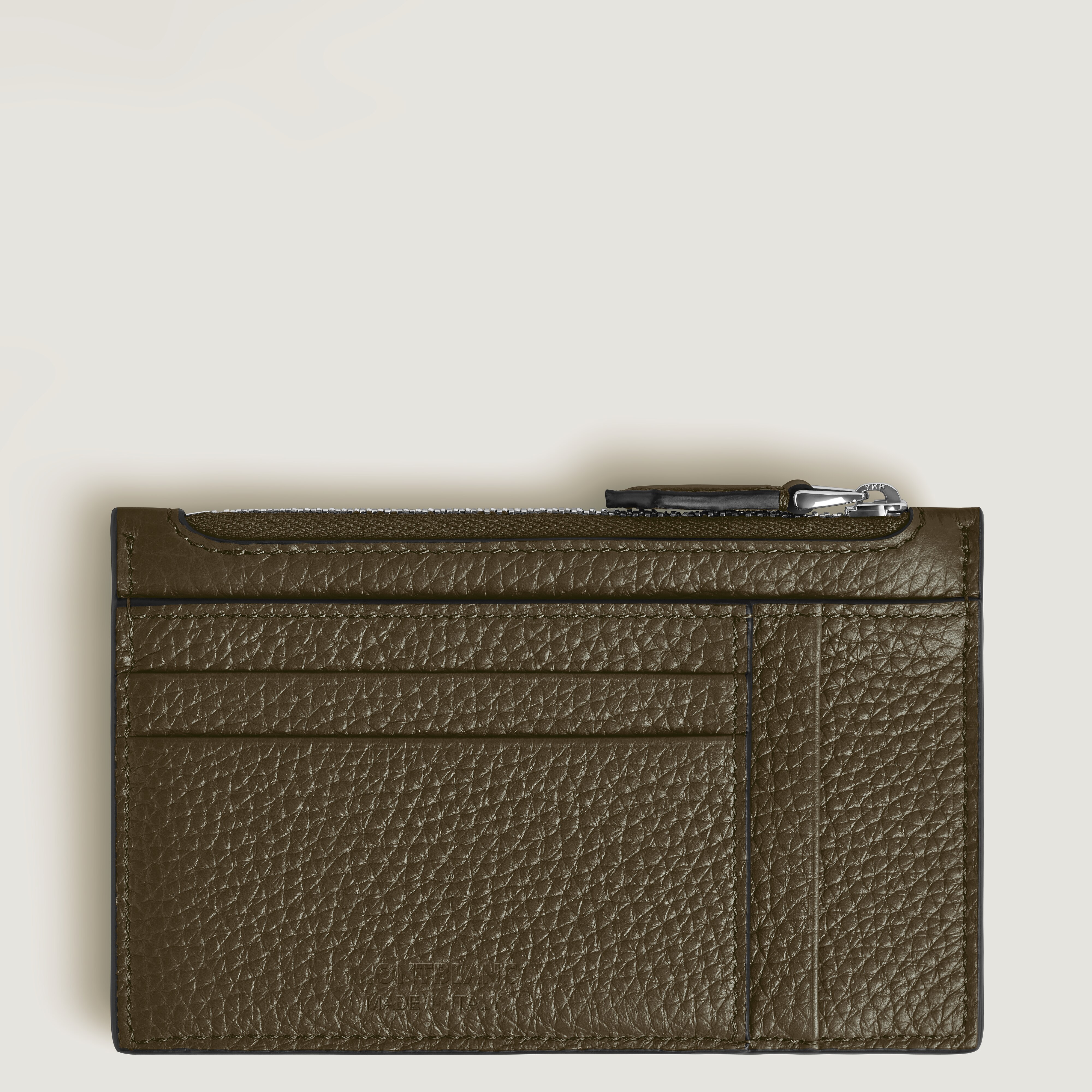  Montblanc - Kartenetui 8 Cc Mit Reißverschluss Aus Grain Leder - Khaki - Leder - Mb220222 - Kartenetuis 