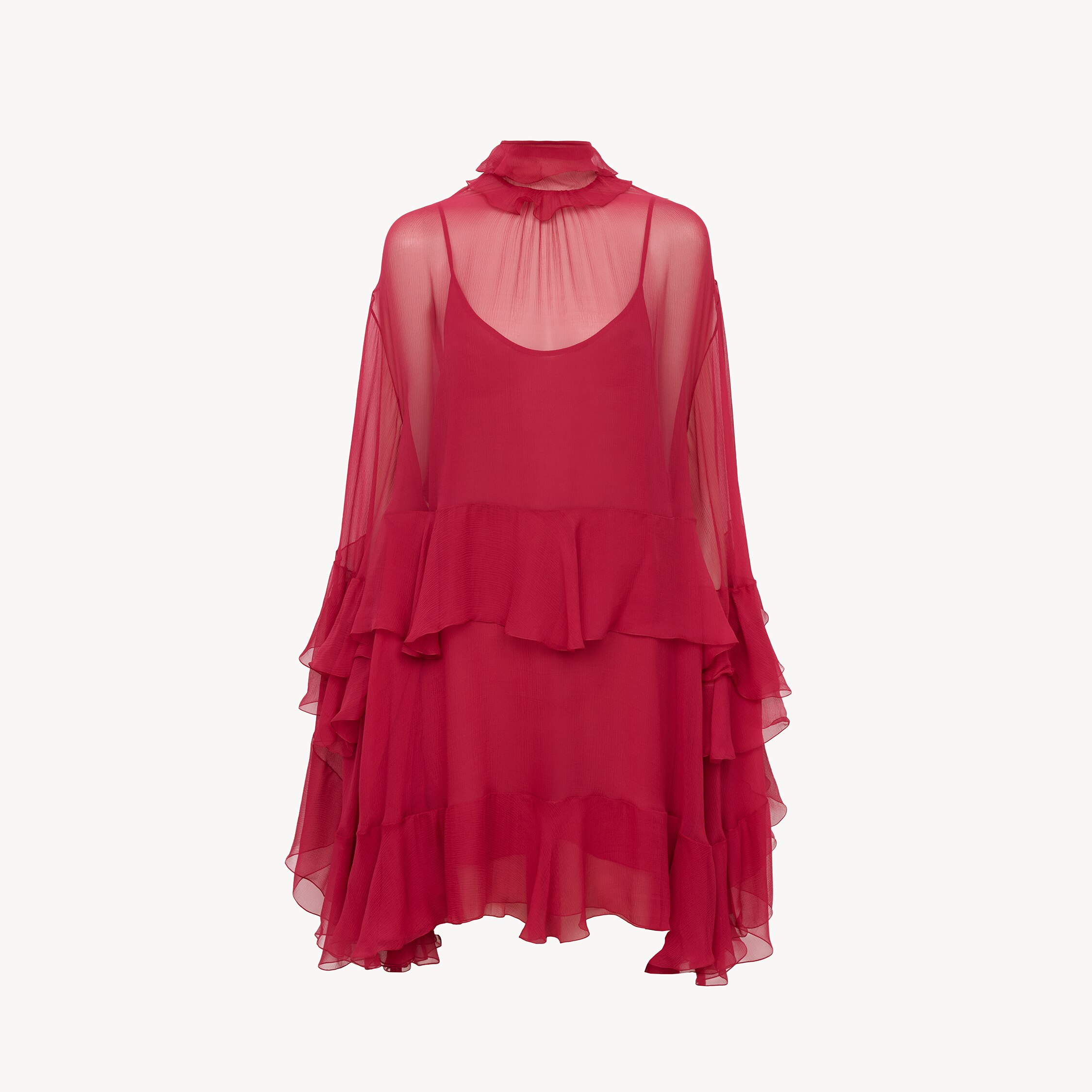Chloé Ruffled Mini Dress In Silk Mousseline