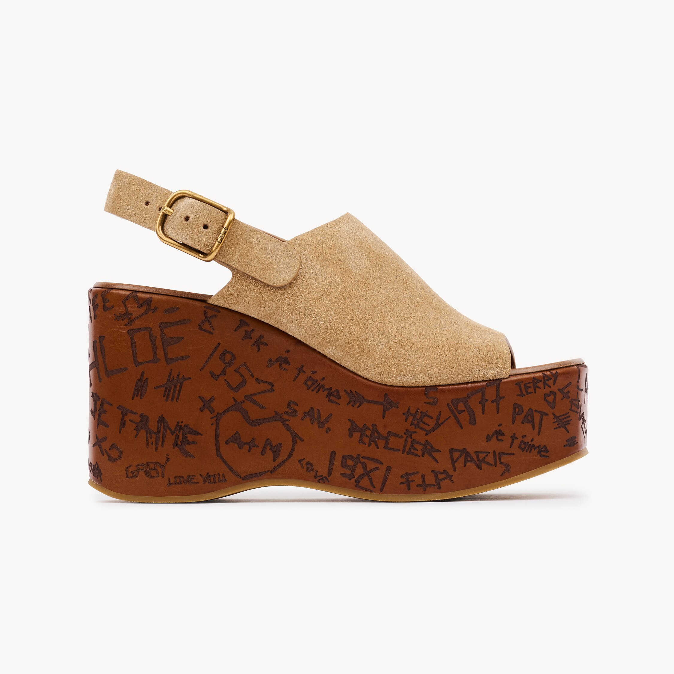 Chloé Maxime Suede Platform Wedge Sandals In Brown
