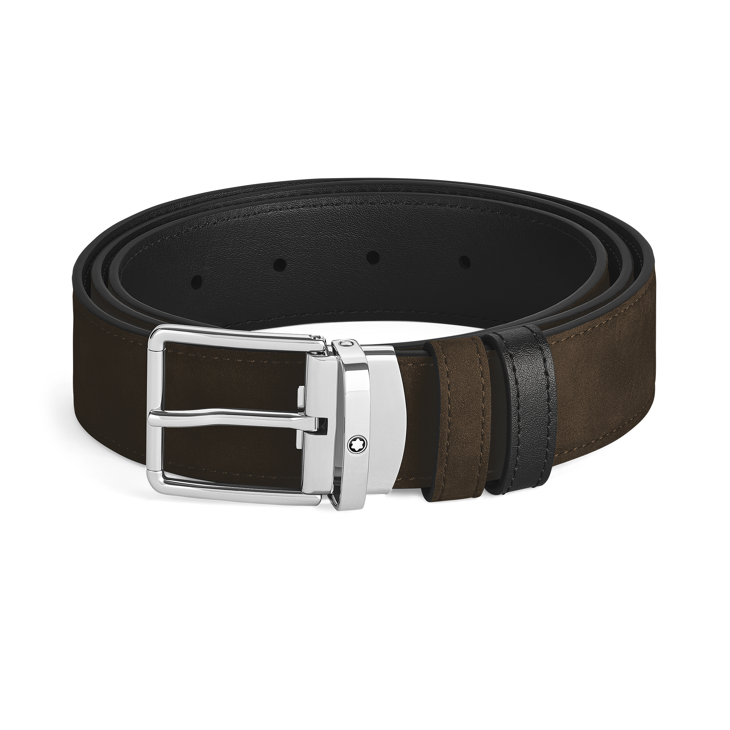 Montblanc - Alltagstauglicher Wendegürtel Aus Leder In Braun/schwarz Mit Schließe, 35mm - Mb221008 - Gürtel 