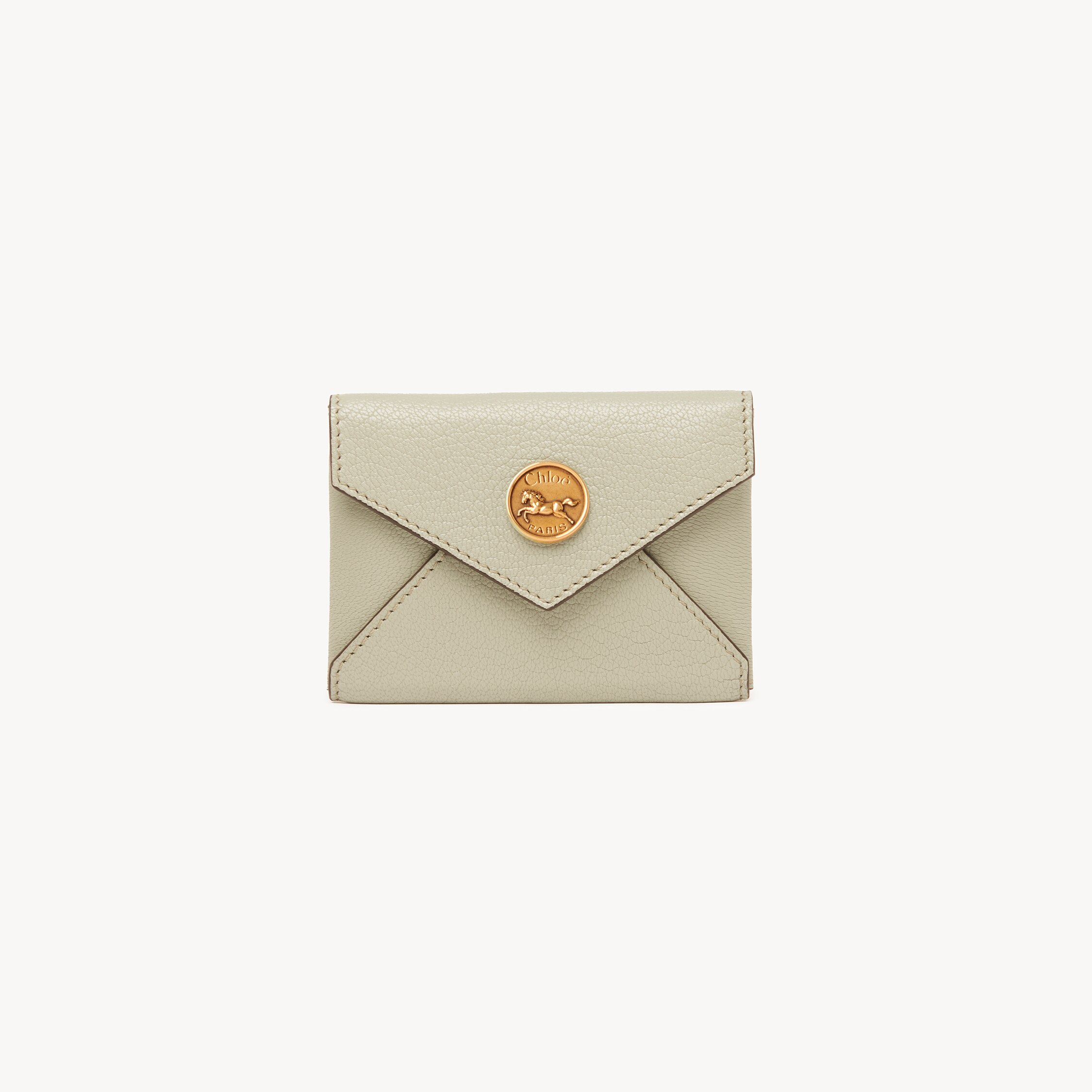 Chloé Envelope Card Holder In Grained Leather In Brown