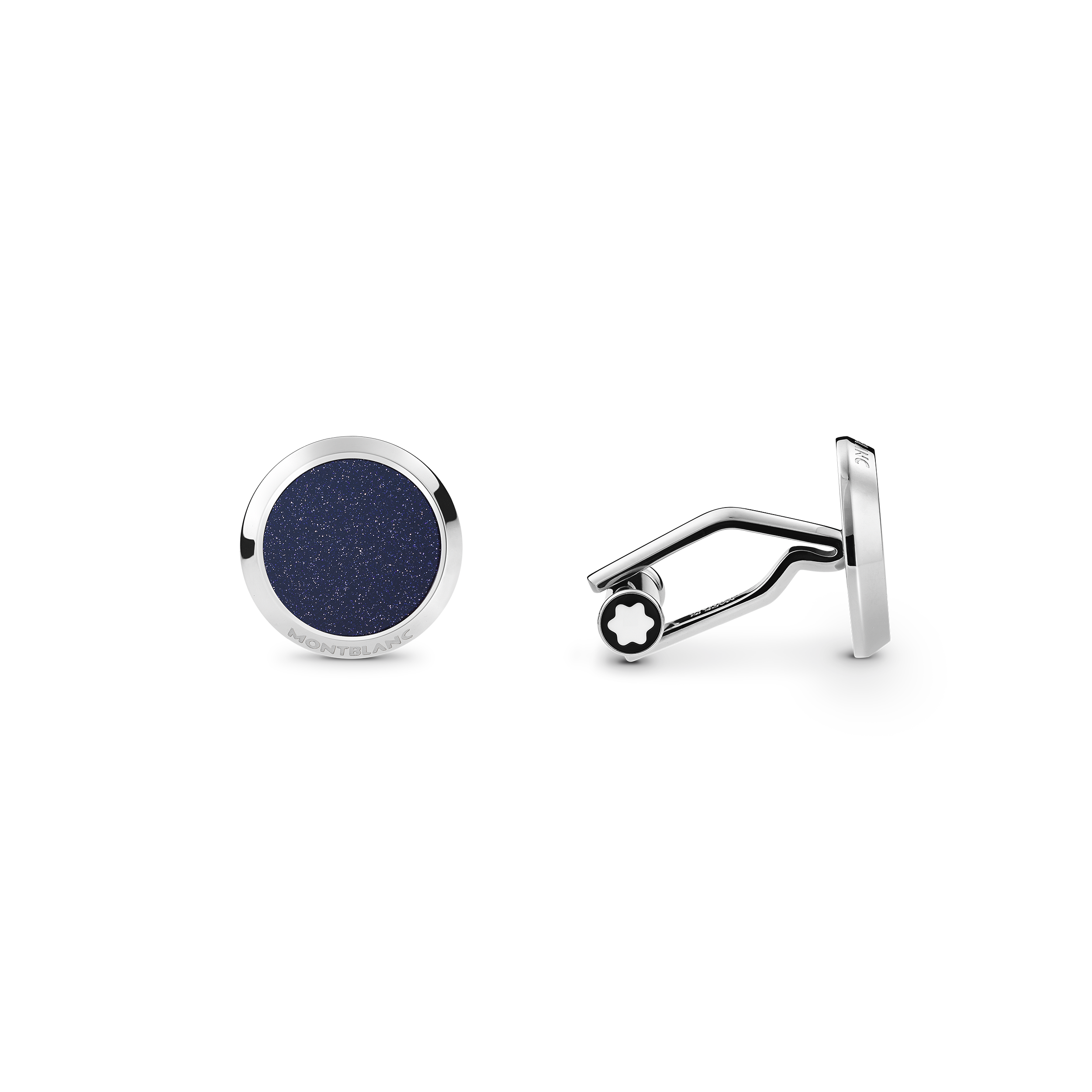  Montblanc - Meisterstück Manschettenknöpfe Mit Blauer Aventurinintarsie - Edelstahl - Mb112906 - Cufflinks 