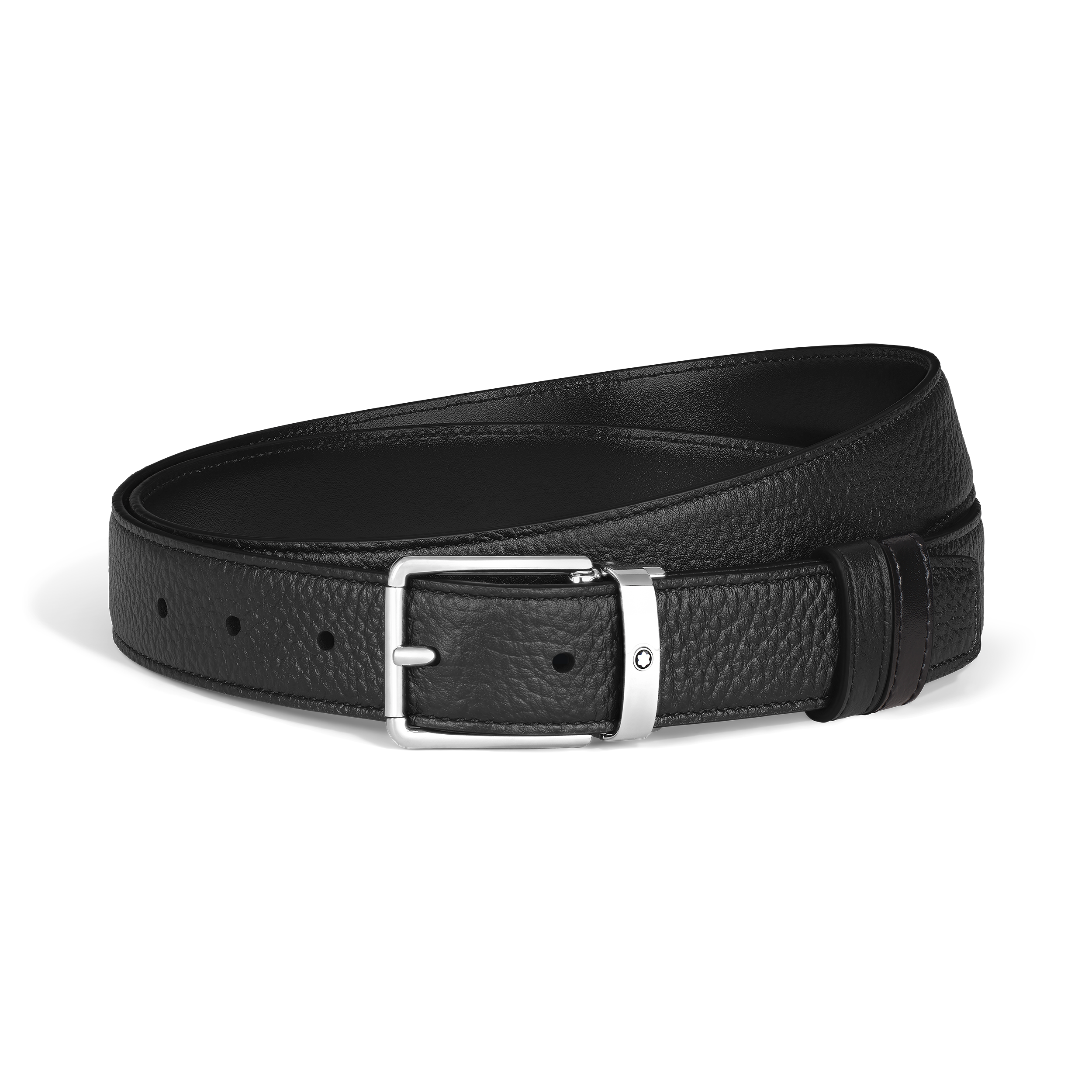  Montblanc - Alltagstauglicher Wendbarer Gürtel 30 Mm Aus Genarbtem Leder - Schwarz - Mb222181 - Gürtel 