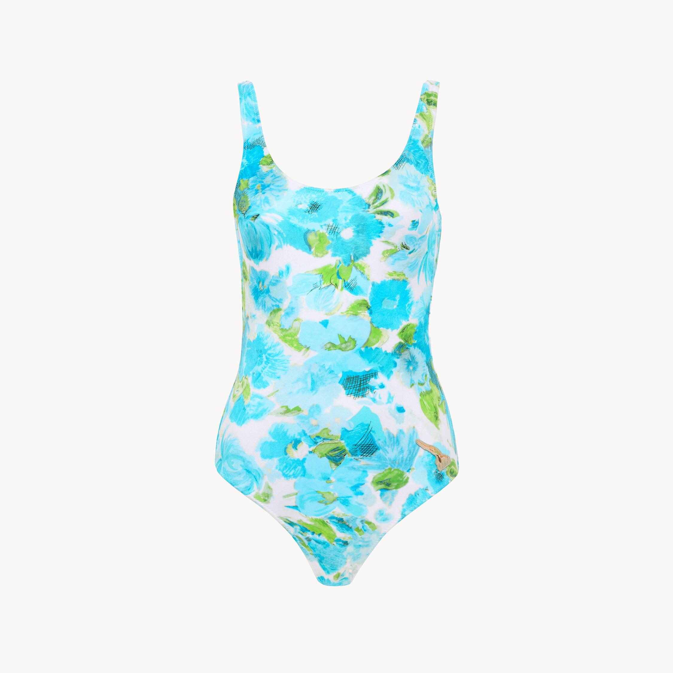 Chloé Aqua Flower-print One-piece Swimsuit In Multi