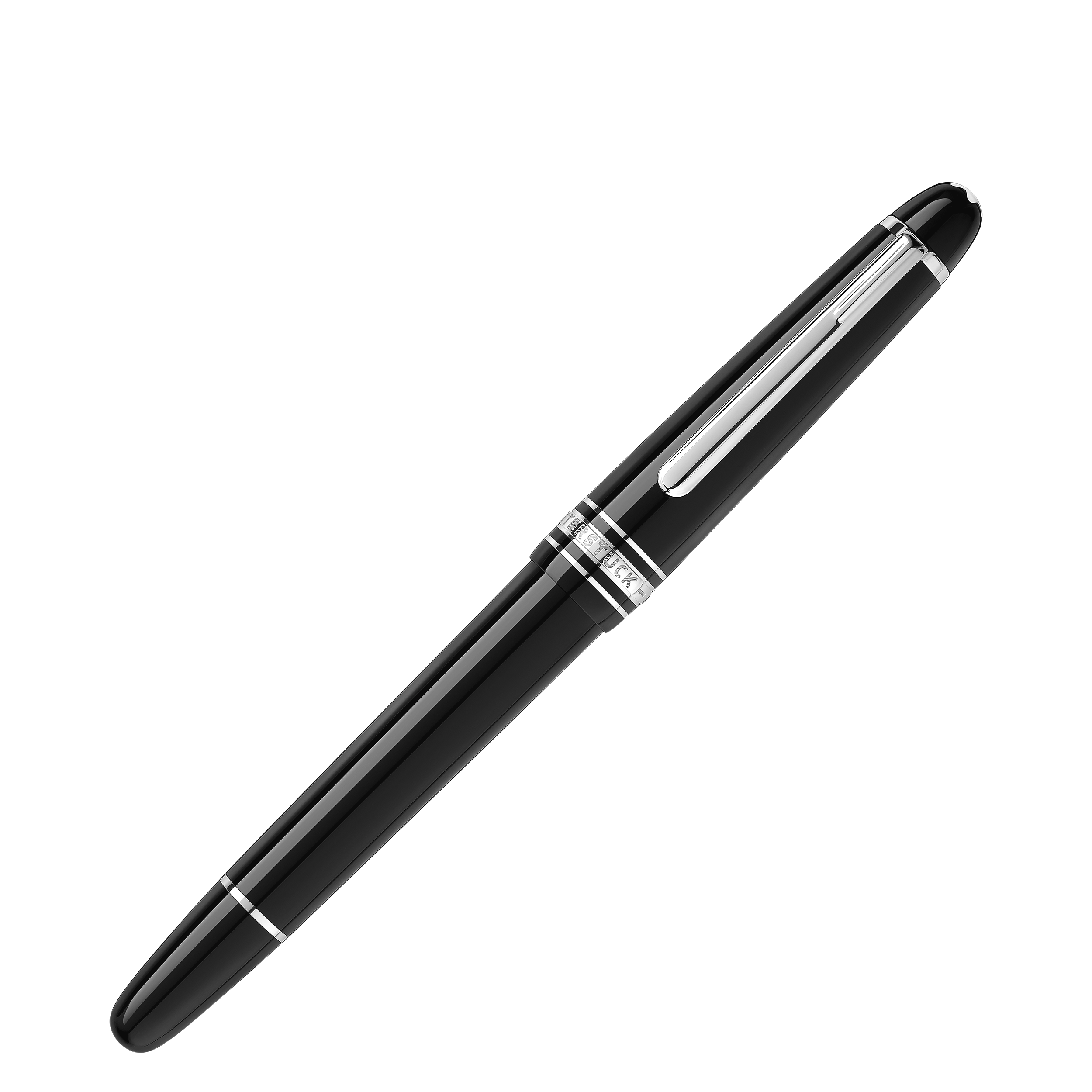  Montblanc - Platinumbeschichteter Meisterstück Classique Füllfederhalter - Schwarz - Edelharz - Mb132581 - Füllfederhalter 