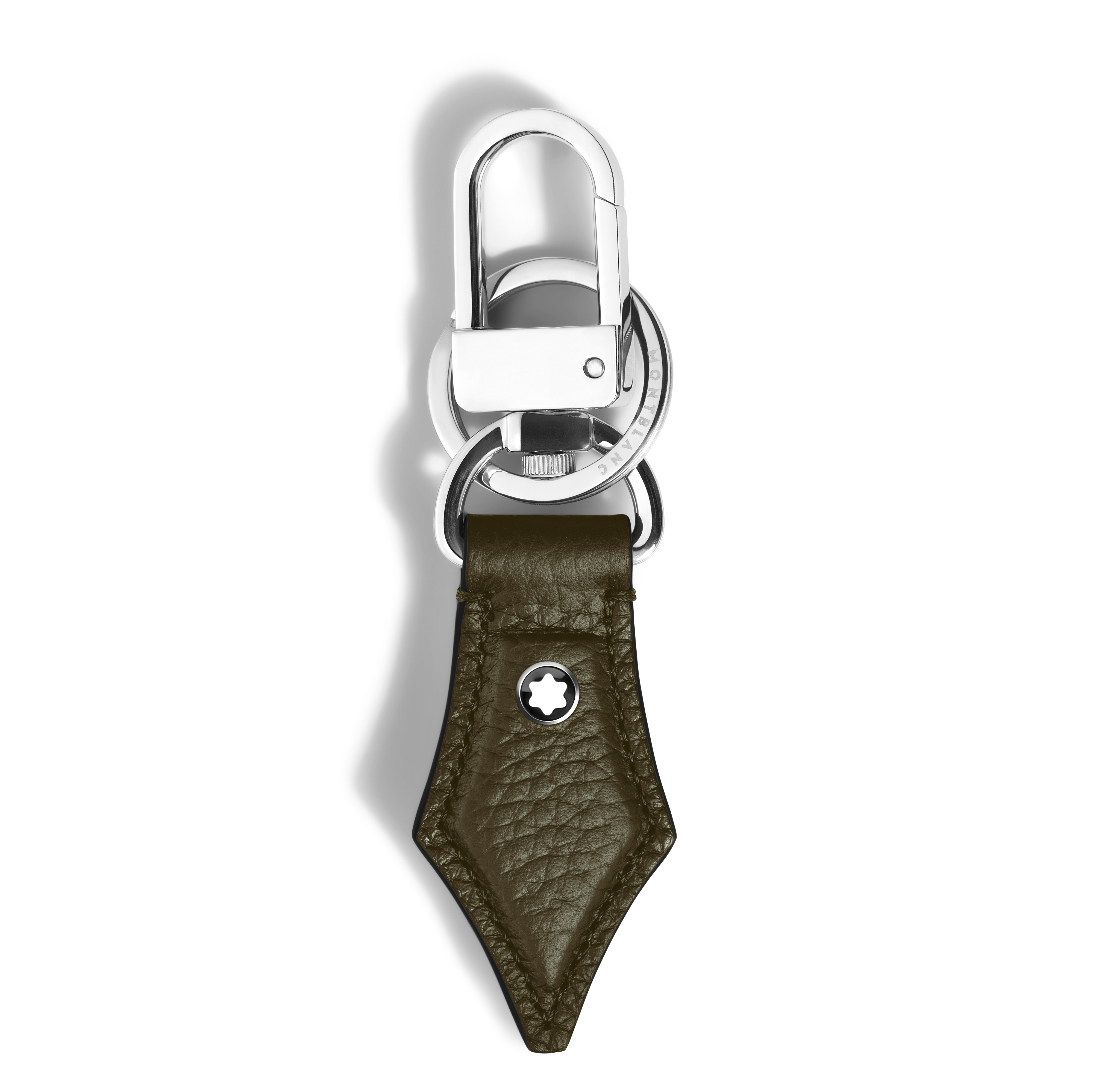  Montblanc - Schlüsselanhänger Mit Federdetail Aus Grain Leder - Khaki - Leder - Mb220458 - Schlüsselringe & Schlüsseletuis 