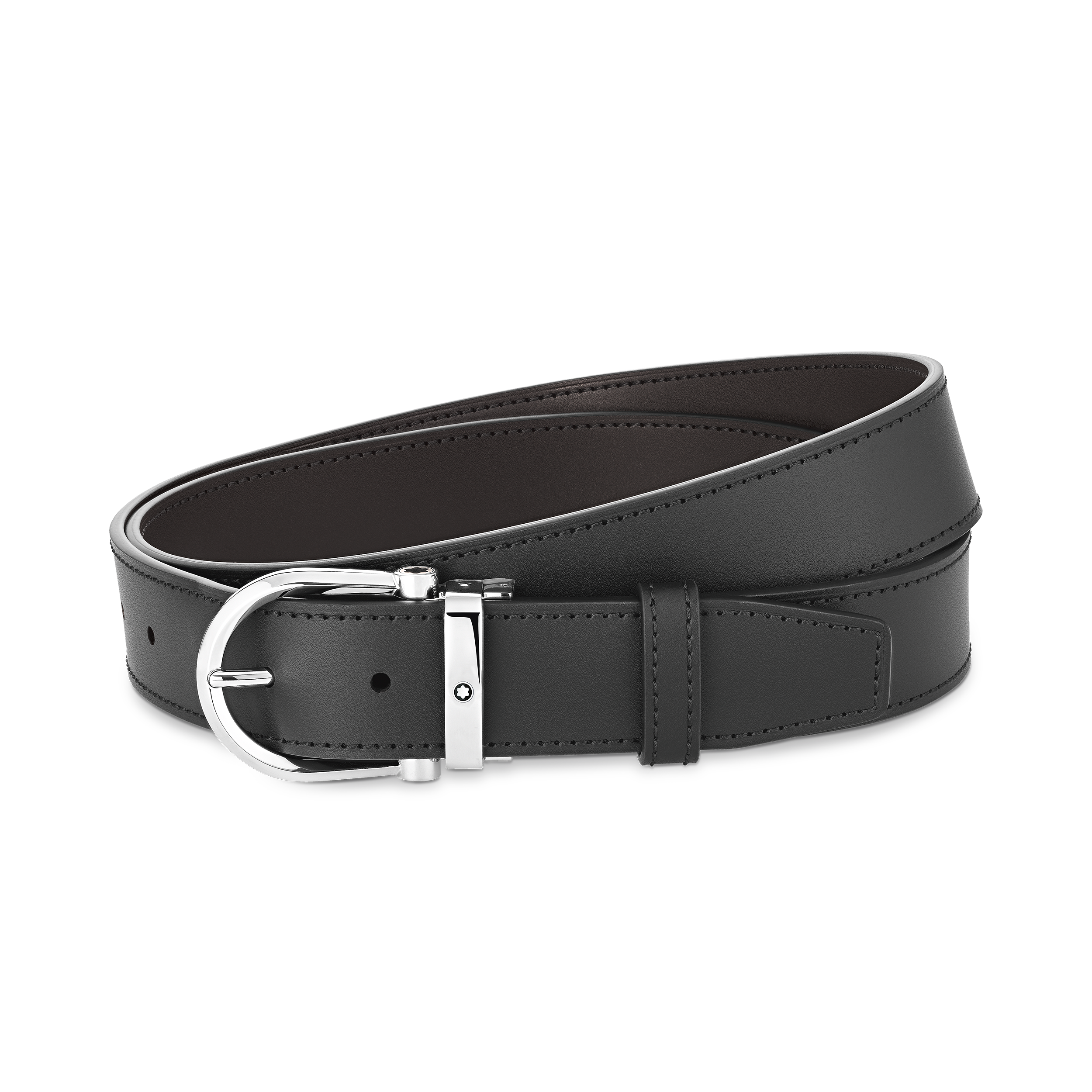  Montblanc - Wendbarer Gürtel Mit Hufeisenförmiger Schließe 35 Mm Aus Leder - Schwarz | Braun - Leder - Mb128783 - Gürtel 
