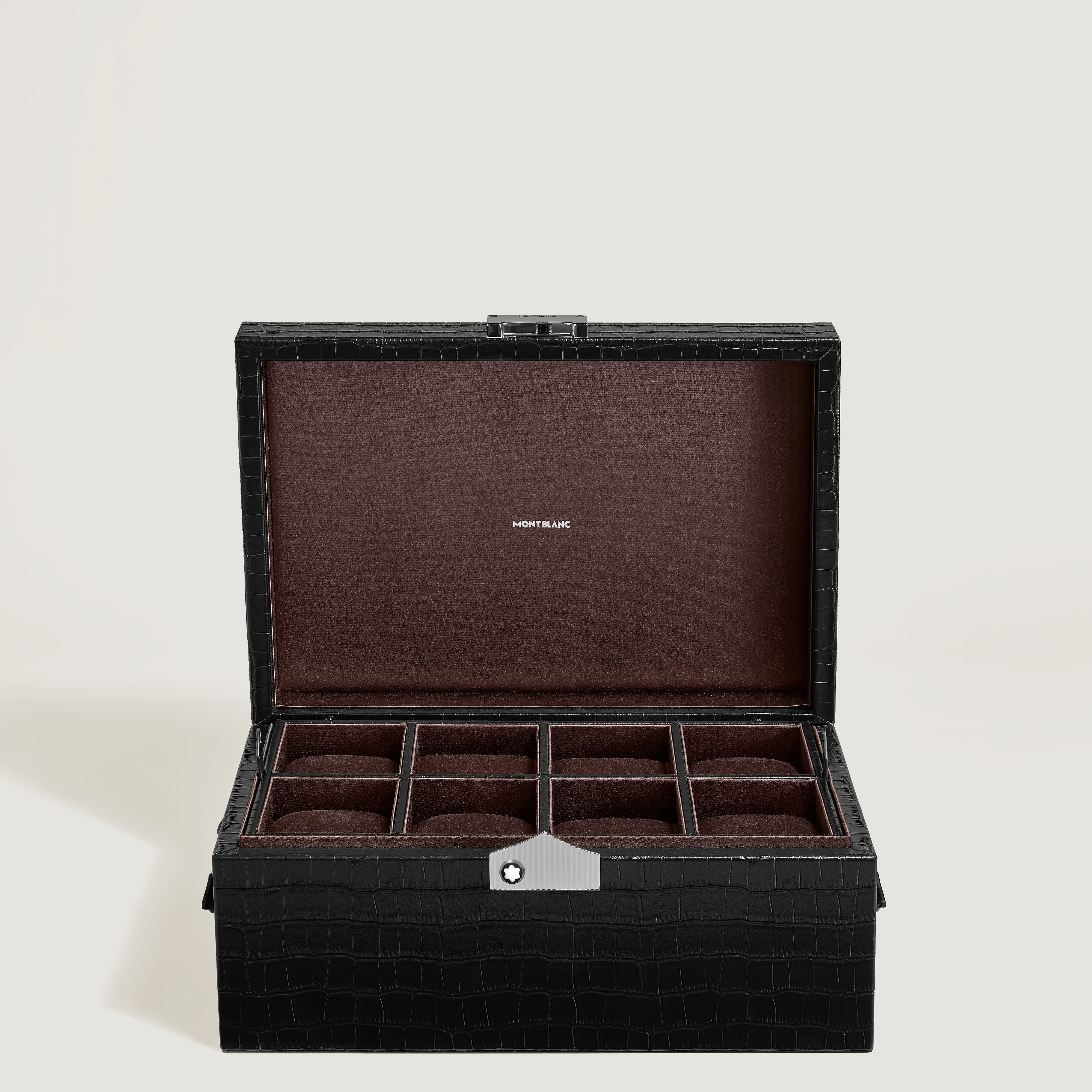  Montblanc - Sammler-box Für Uhren Aus Leder Mit Krokoprägung - Schwarz - Papier - Mb135998 - Sammlerboxen 