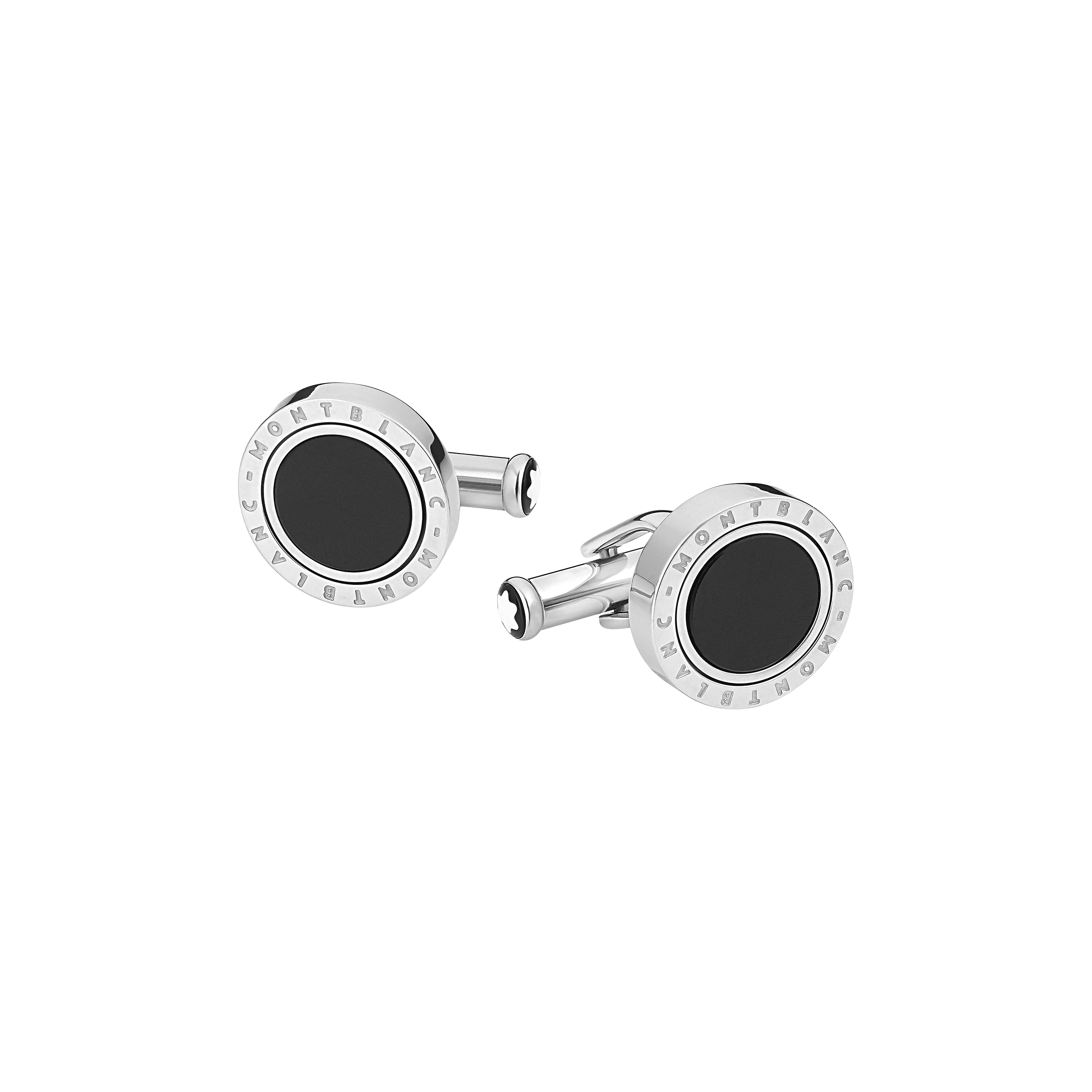  Montblanc - Boutons De Manchette Meisterstück Avec Incrustation D'onyx - Acier Inoxydable - Mb116664 - Boutons De Manchette 