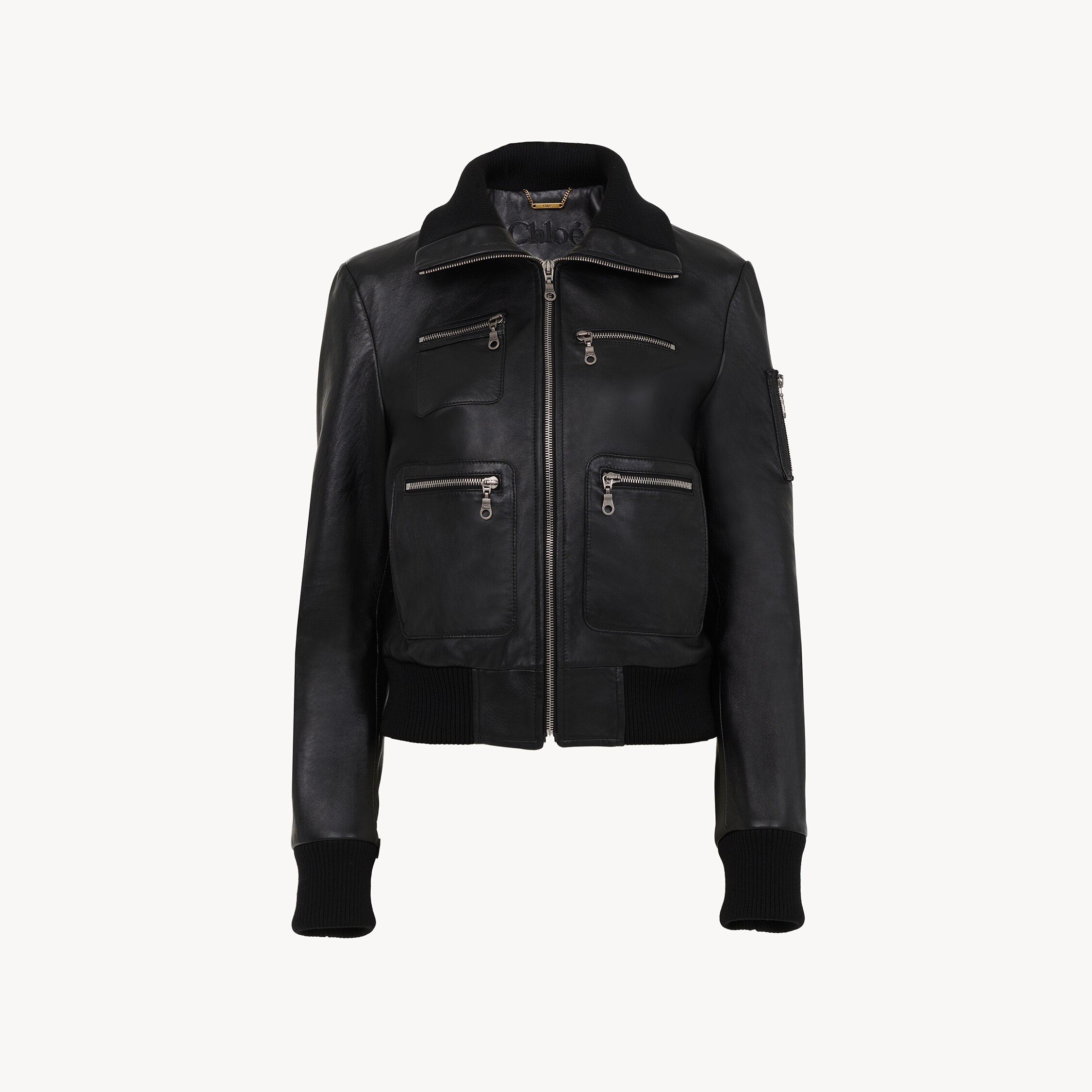 Chloé Short Blouson In Leather In Black
