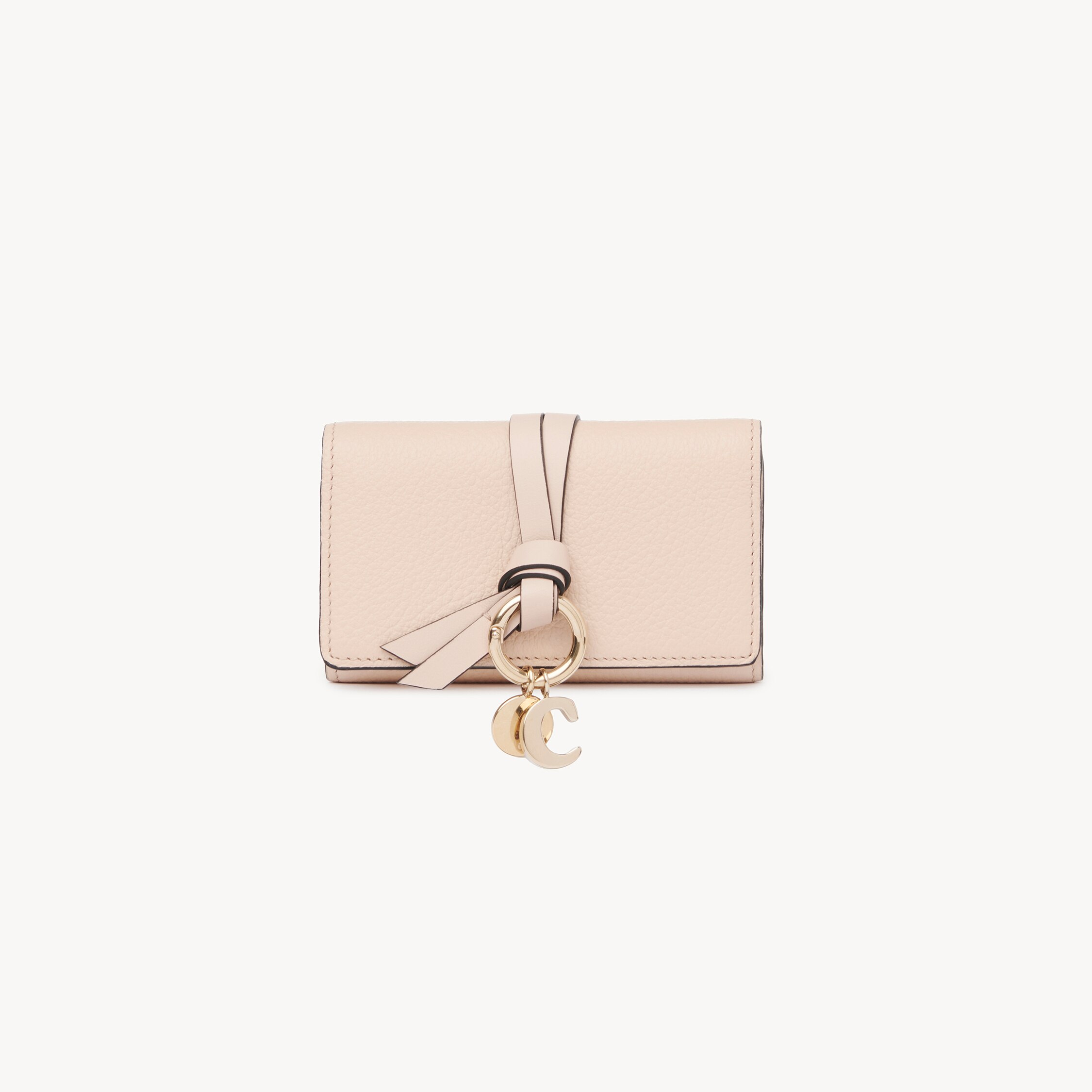 Chloé Alphabet Key Case In Grained Leather In Pink
