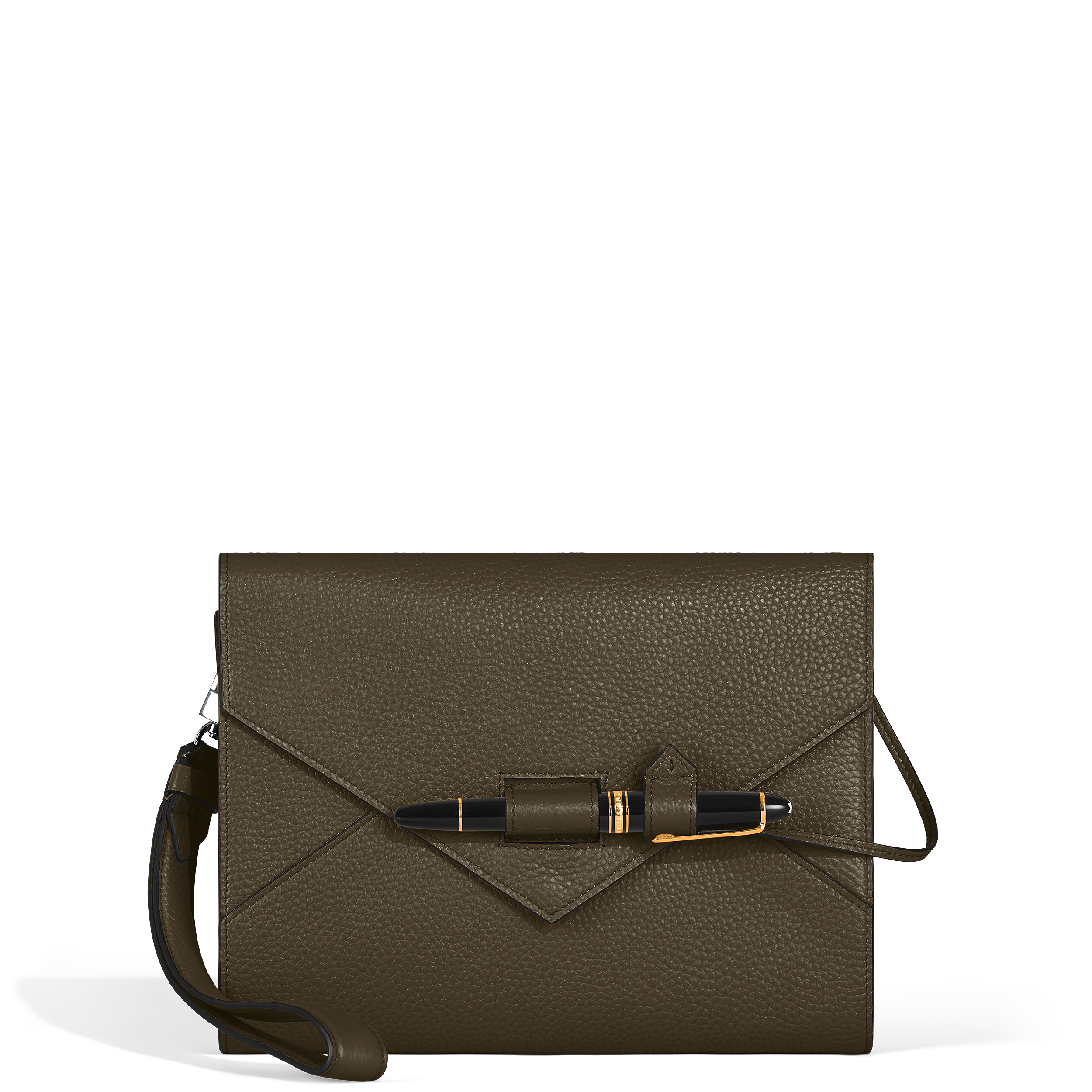 Montblanc - Envelope Medium Note Holder - Leather - Mb137172 - Notebook Holders   Khaki