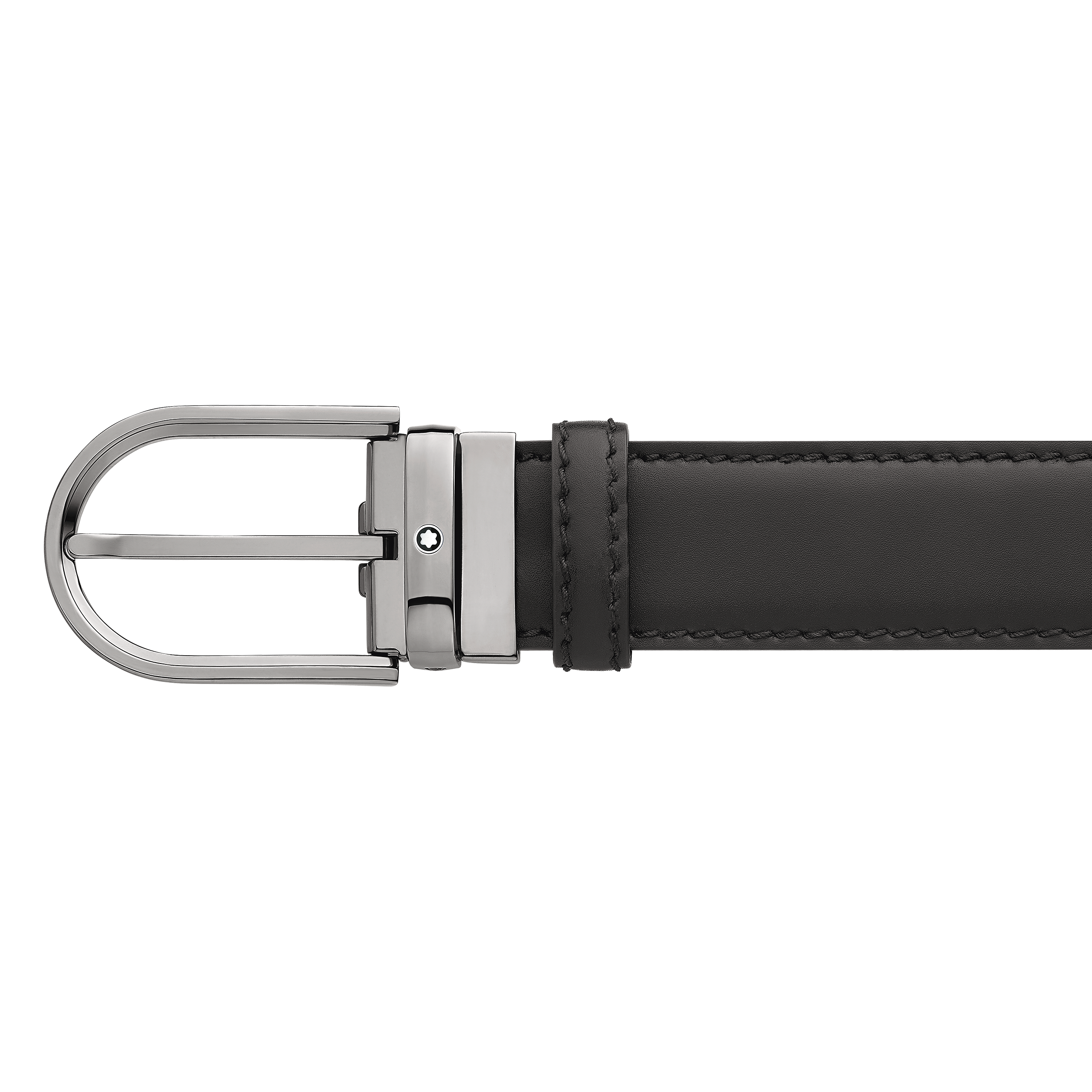  Montblanc - Gürtel Mit Hufeisenförmiger Schließe 35 Mm Aus Leder - Schwarz - Leder - Mb128770 - Gürtel 