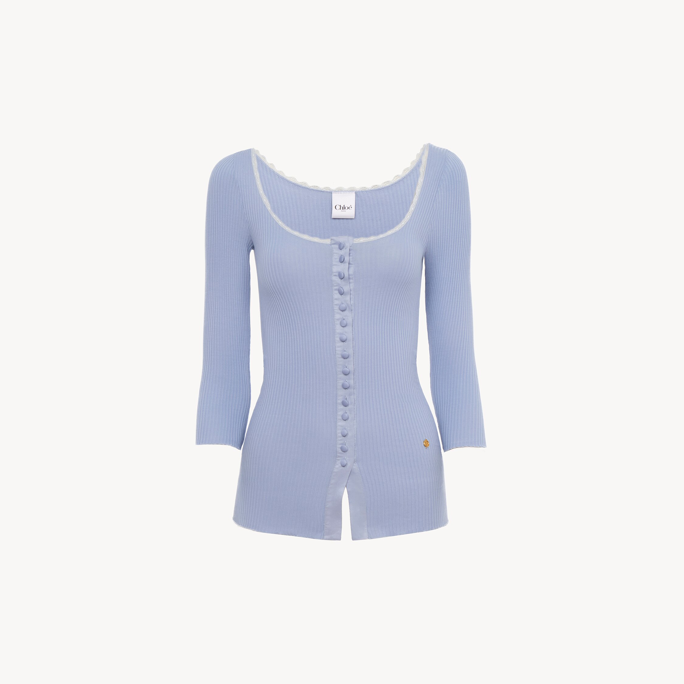 Chloé Cardigan Ajusté Échancré En Coton In Blue