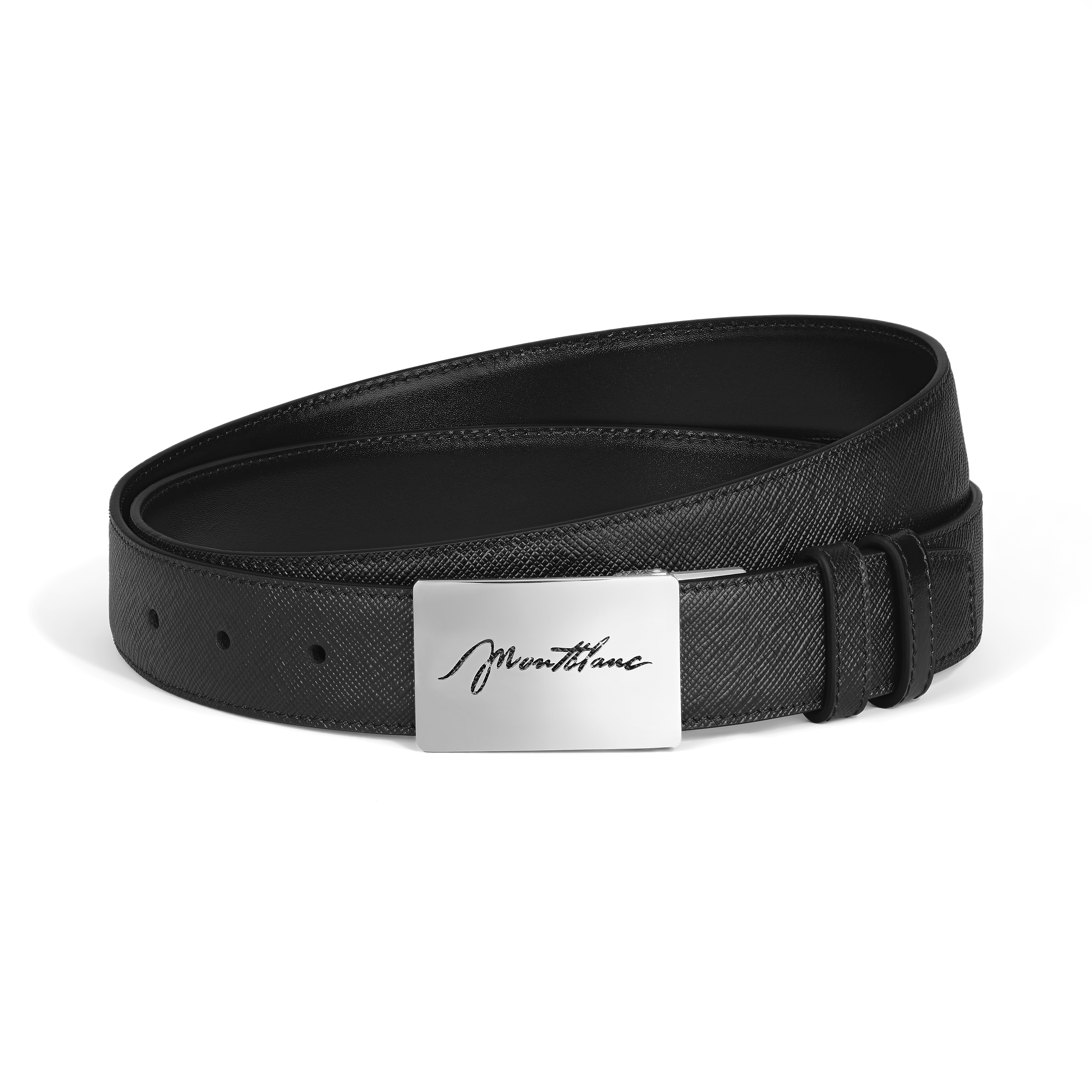  Montblanc - 30-mm-wendegürtel Aus Sartorial Leder Mit Rechteckiger Schildschließe - Schwarz - Mb222227 - Gürtel 