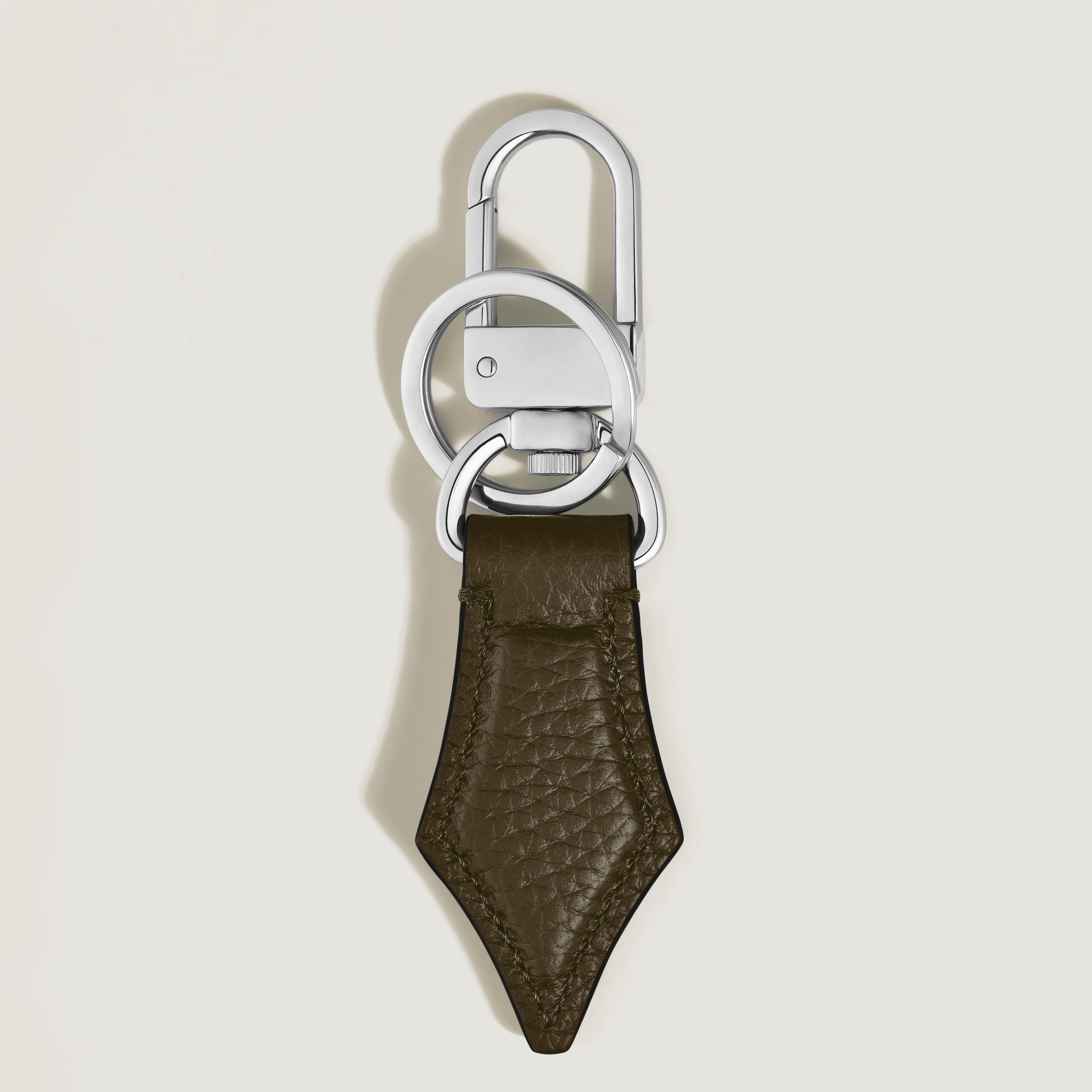 Montblanc - Schlüsselanhänger Mit Federdetail Aus Grain Leder - Khaki - Leder - Mb220458 - Schlüsselringe & Schlüsseletuis 