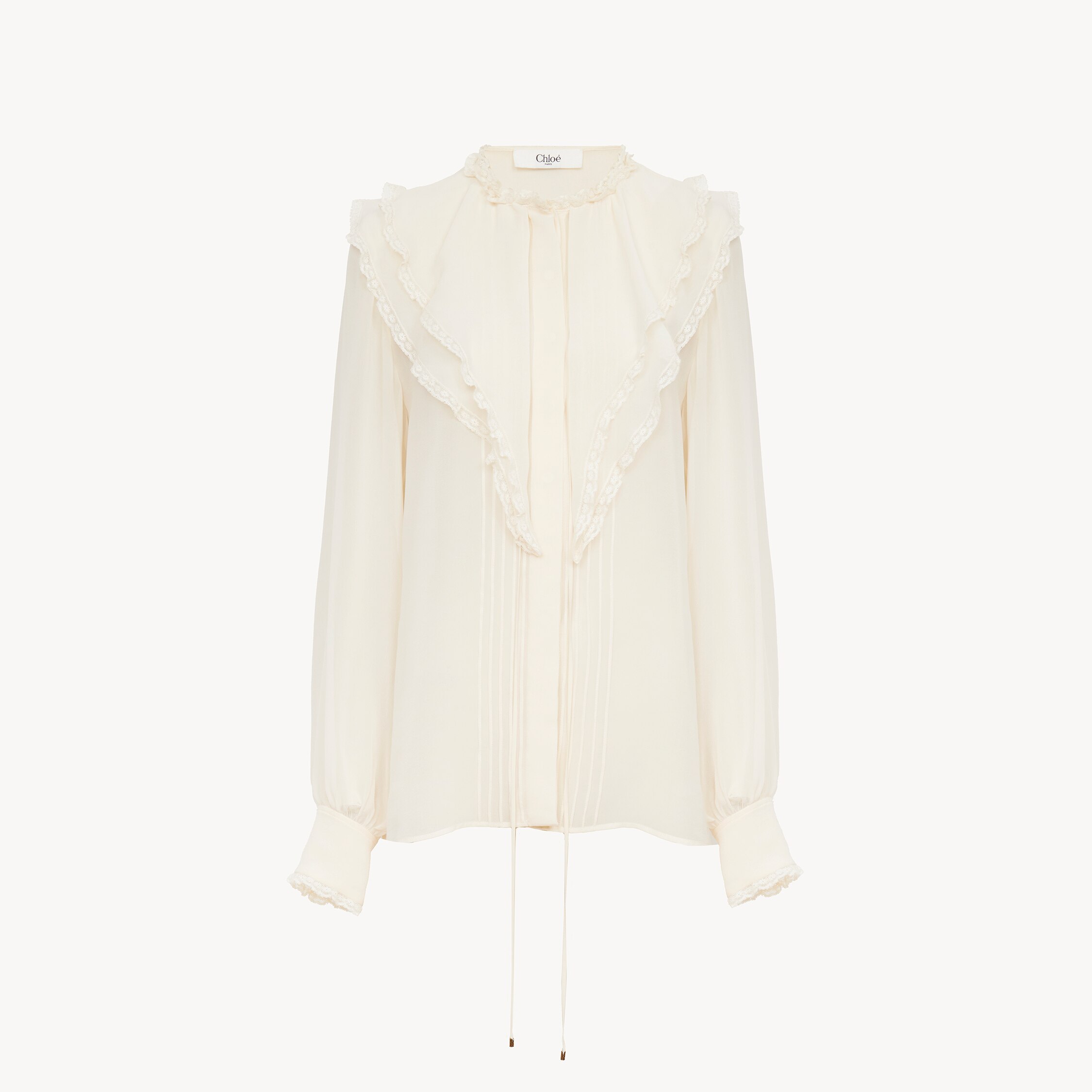 Chloé Ruffled Blouse In Silk Georgette In White