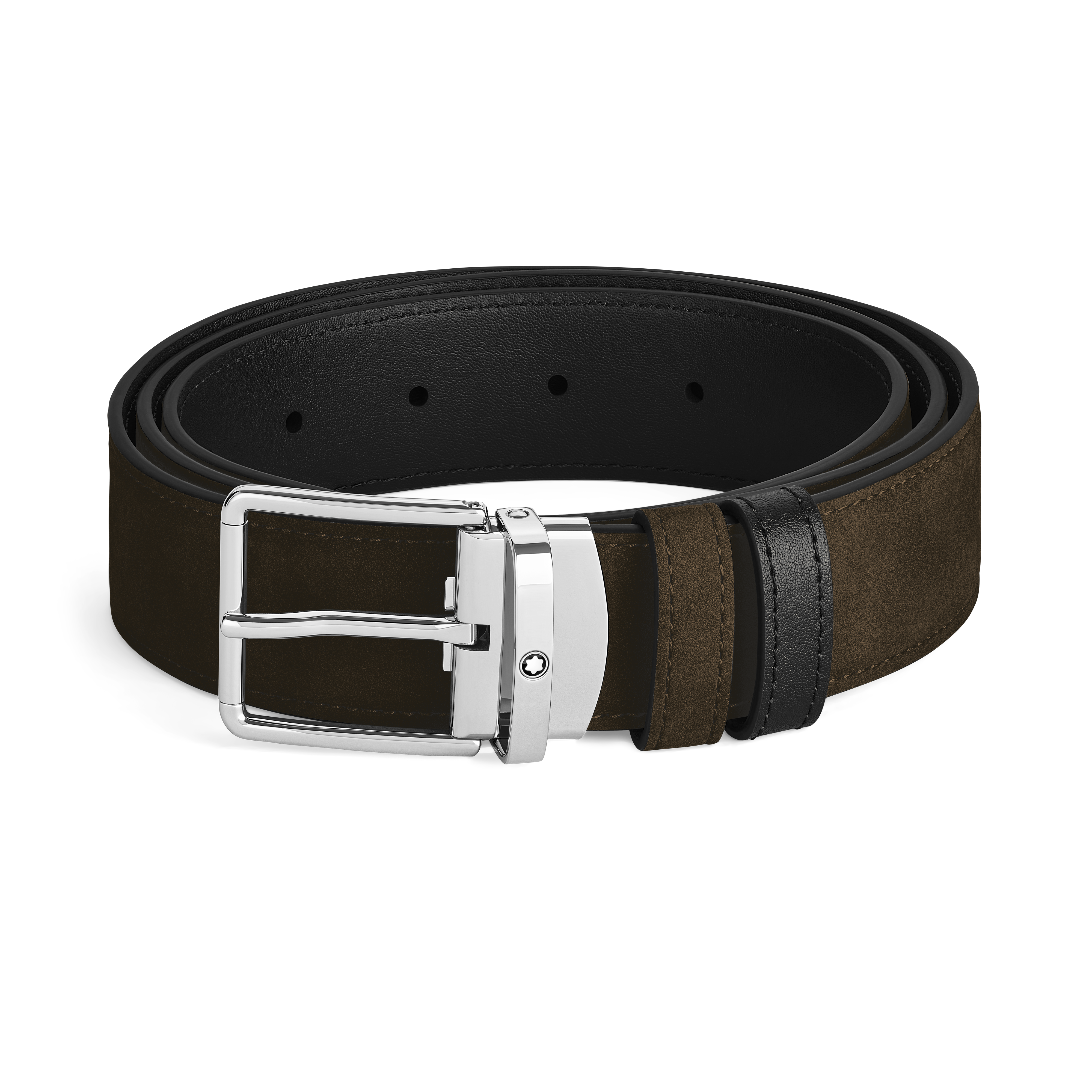  Montblanc - Alltagstauglicher Wendegürtel Aus Leder In Braun/schwarz Mit Schließe, 35mm - Mb221008 - Gürtel 