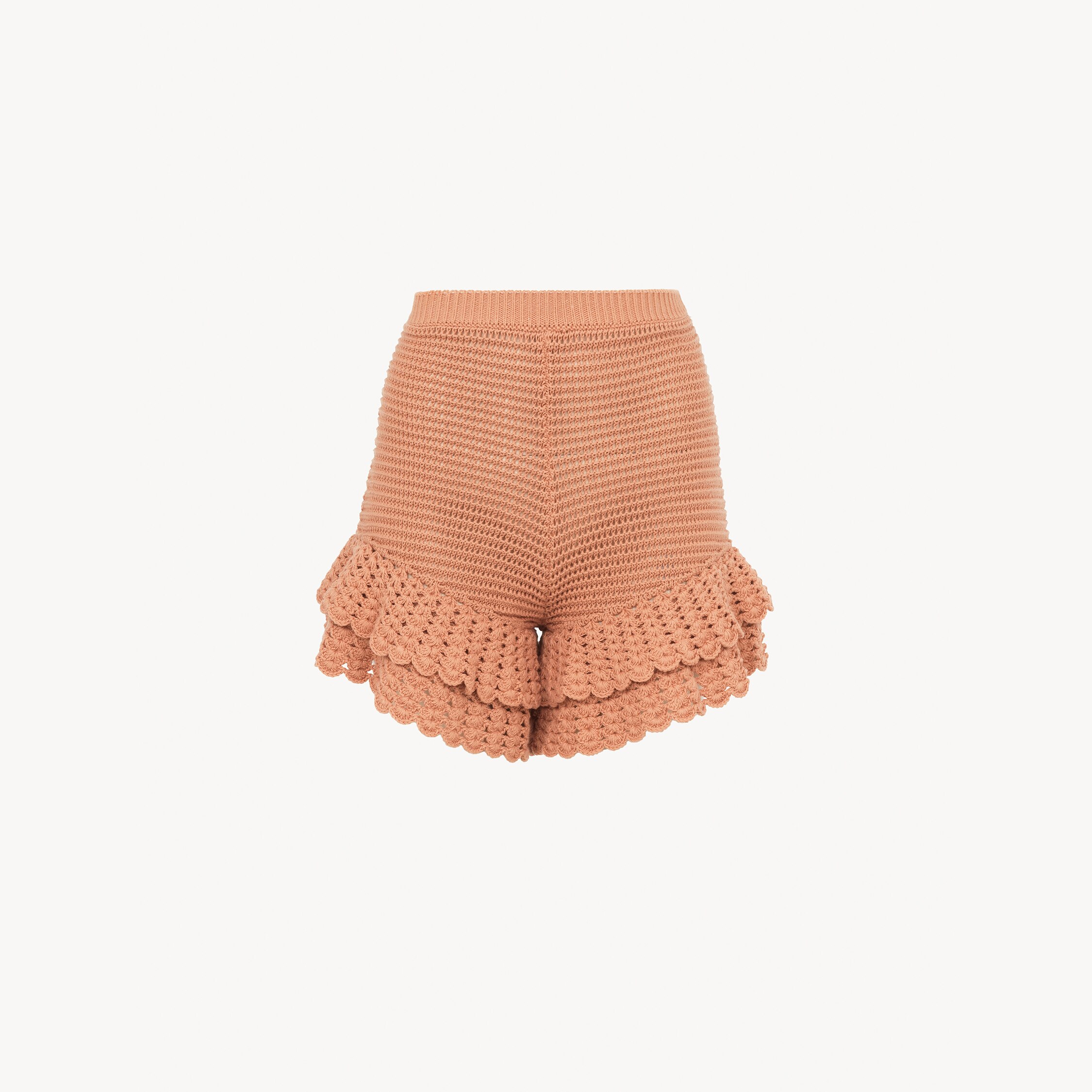 Chloé Mini-short À Volants En Crochet In Brown