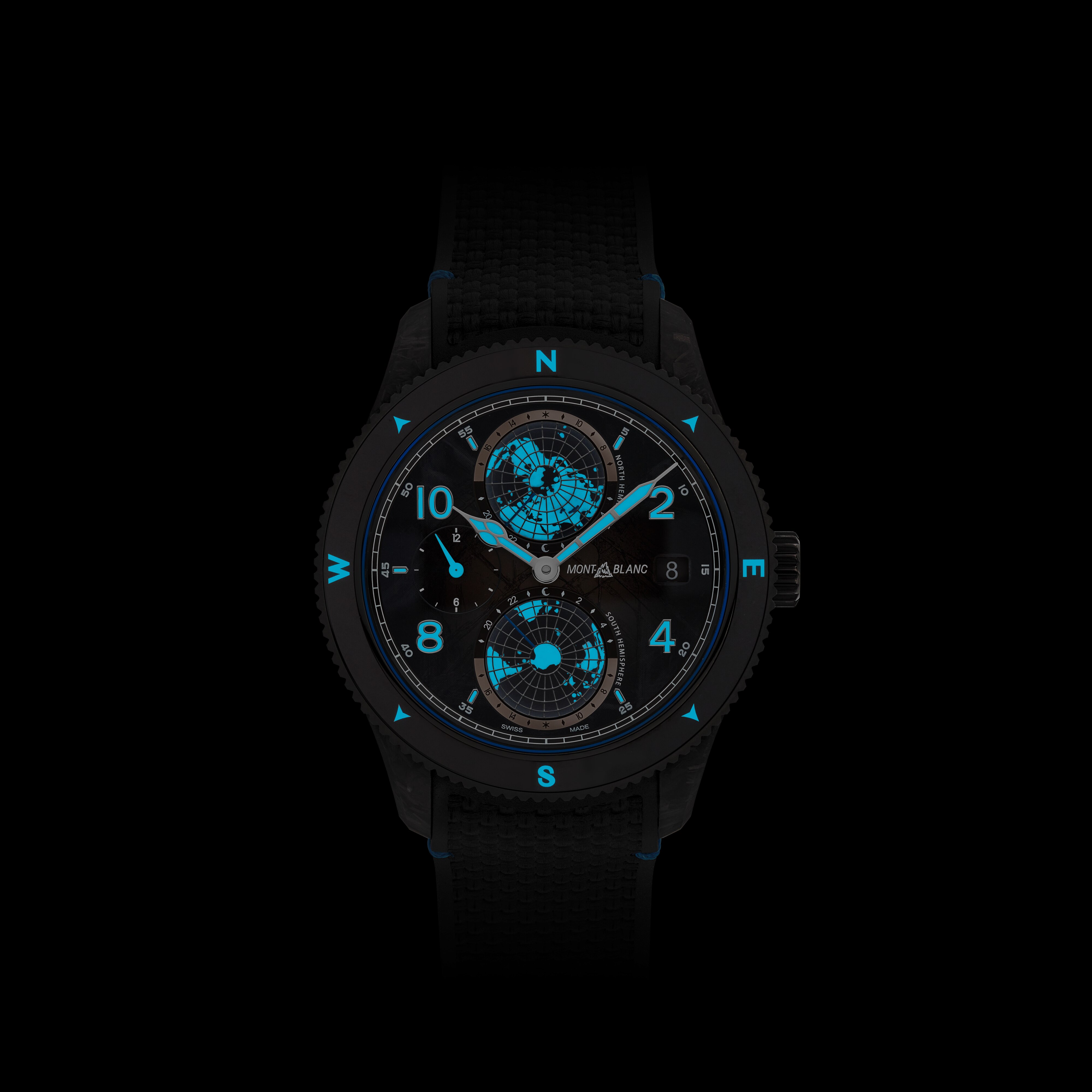  Montblanc - Montblanc 1858 Geosphere Carbo₂ 0 Oxygen Edizione Limitata - 1969 Esemplari - Nero - Titanio, Carbonio - Mb132300 - Orologio 