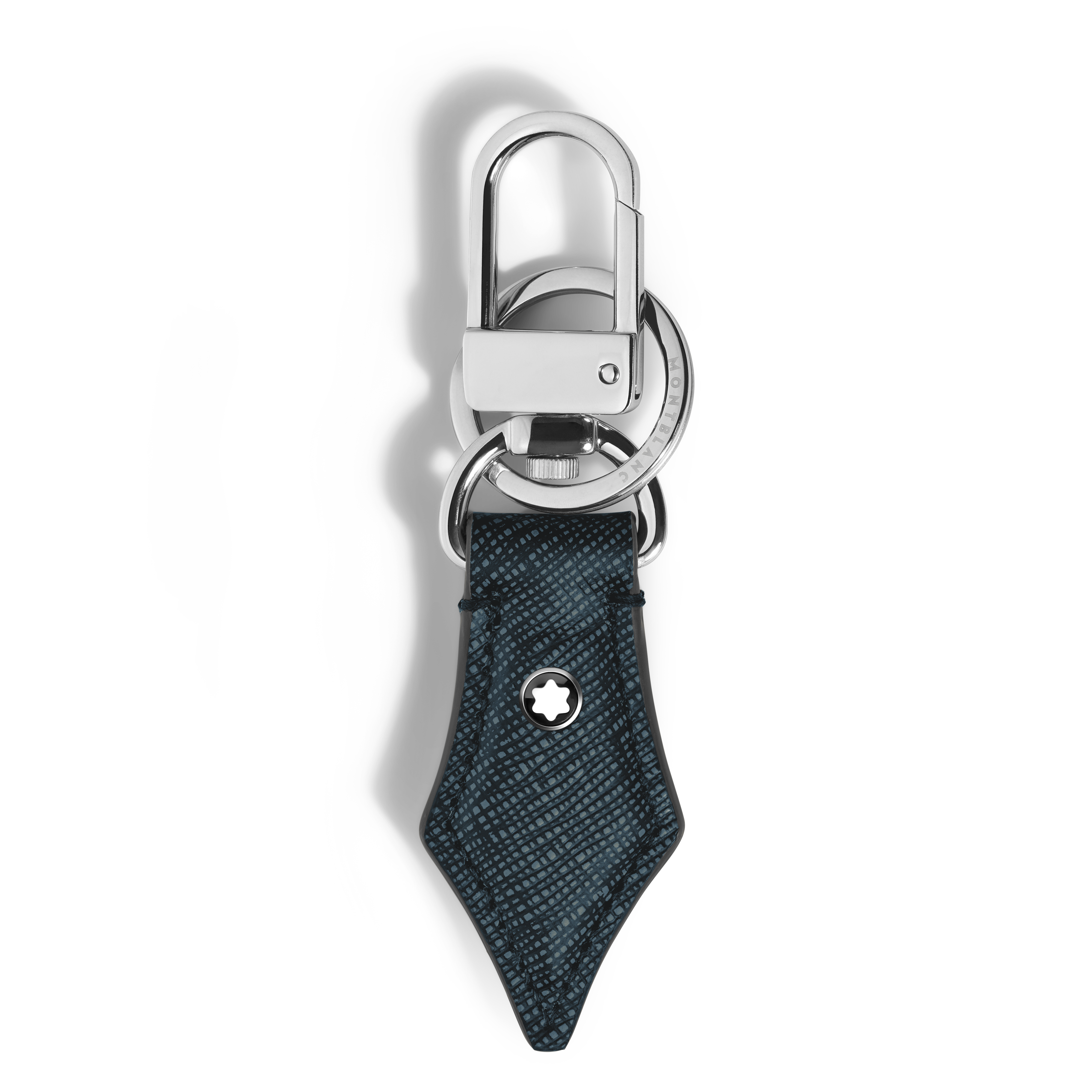  Montblanc - Schlüsselanhänger Mit Federdetail Aus Sartorial Leder - Tweed-blau - Leder - Mb220358 - Schlüsselringe & Schlüsseletuis 