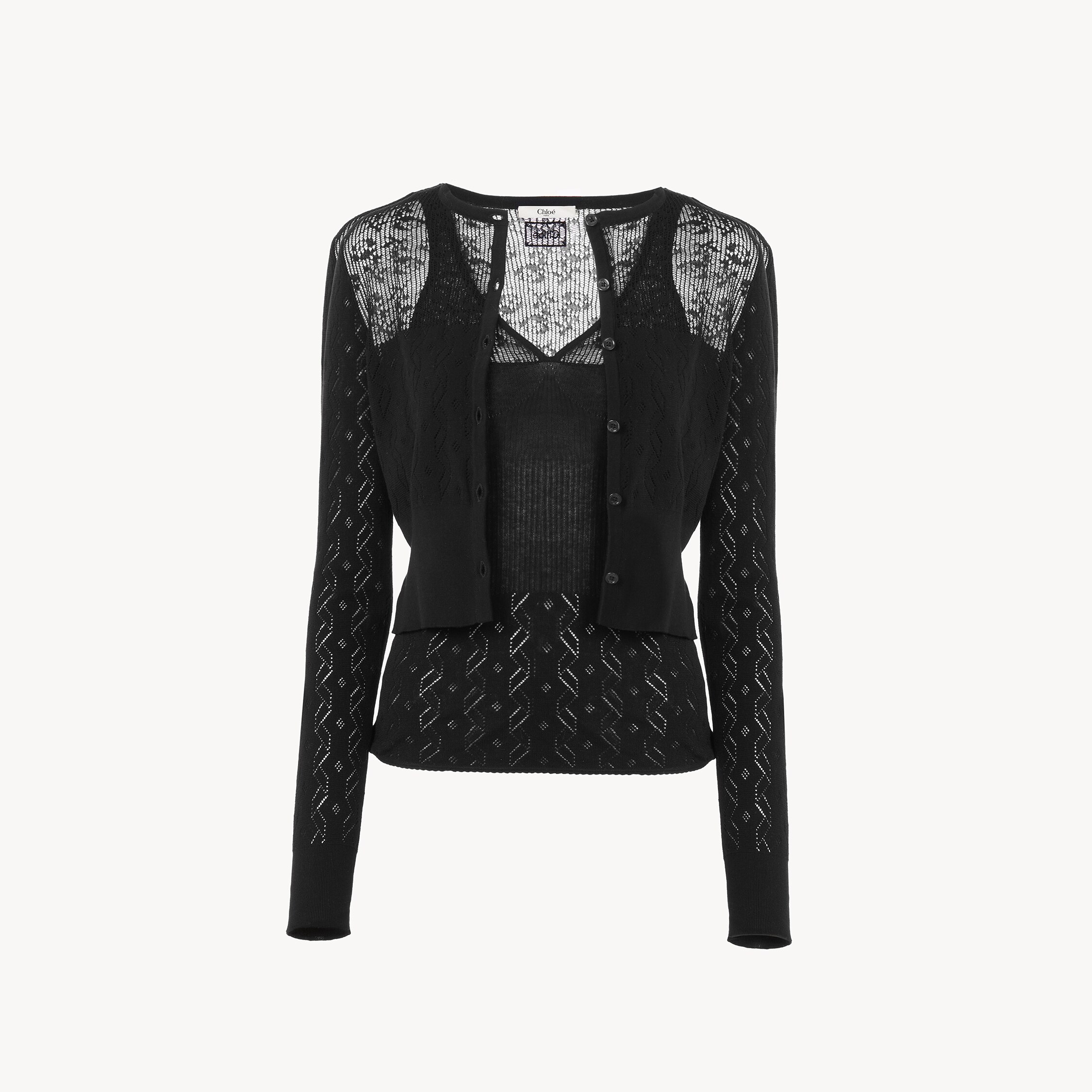 Chloé Twin Set In Cotton Knit In Black
