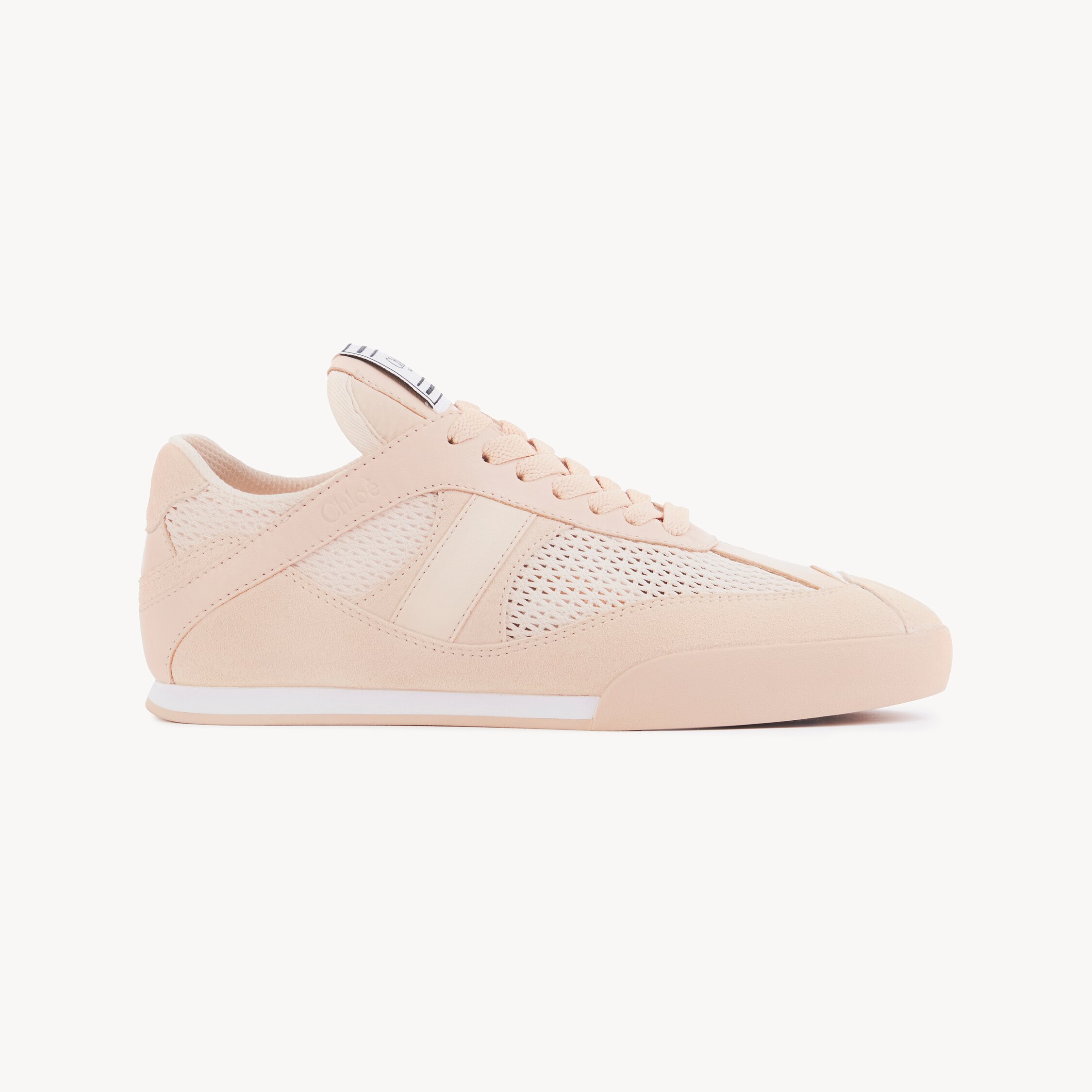 Chloé Kick Peachy Pink Sneaker In Mesh And Leather In Neutral