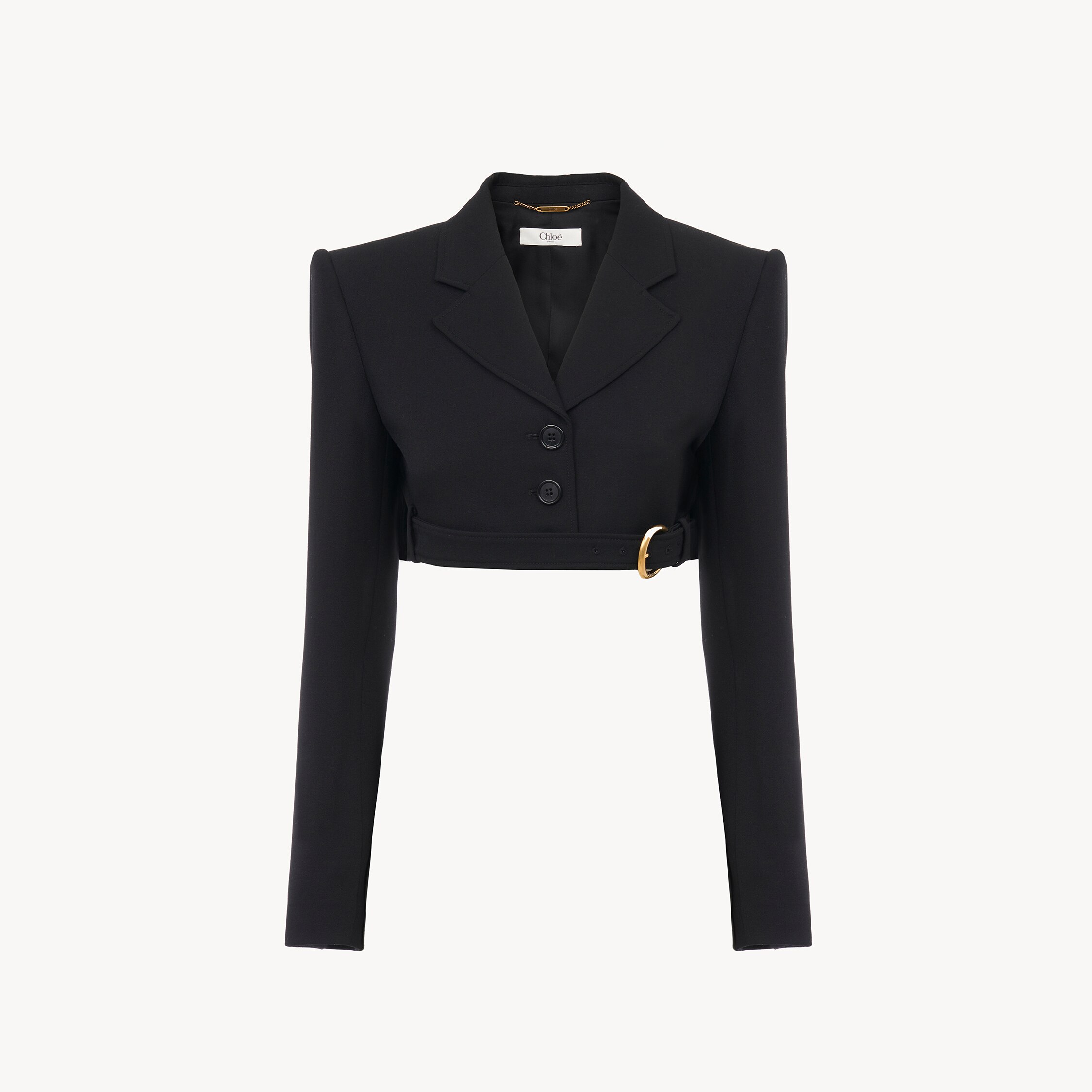 Chloé Cropped Spencer Jacket In Wool Grain De Poudre In Black