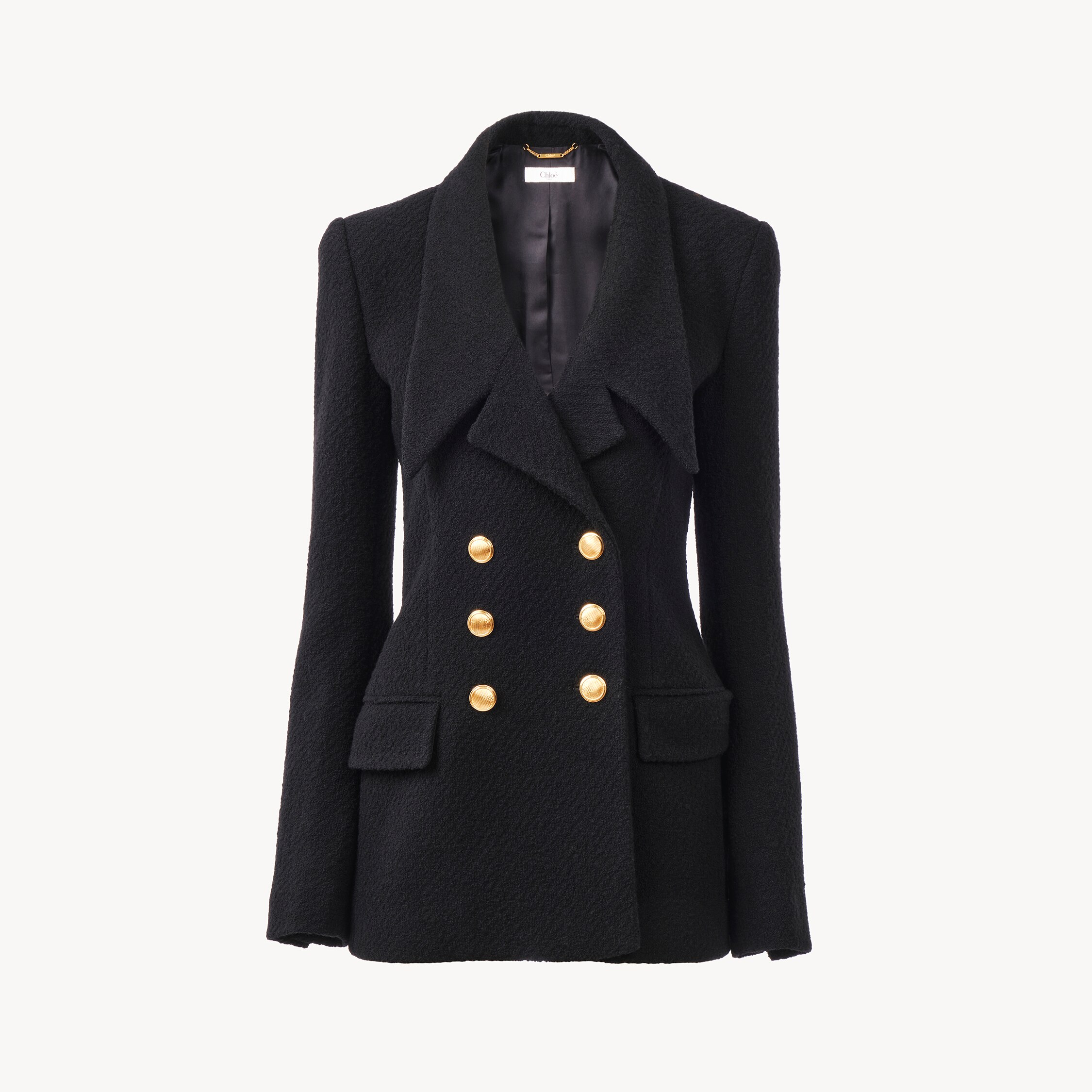 Chloé Double-breasted Tailored Jacket In Wool Bouclette In Black