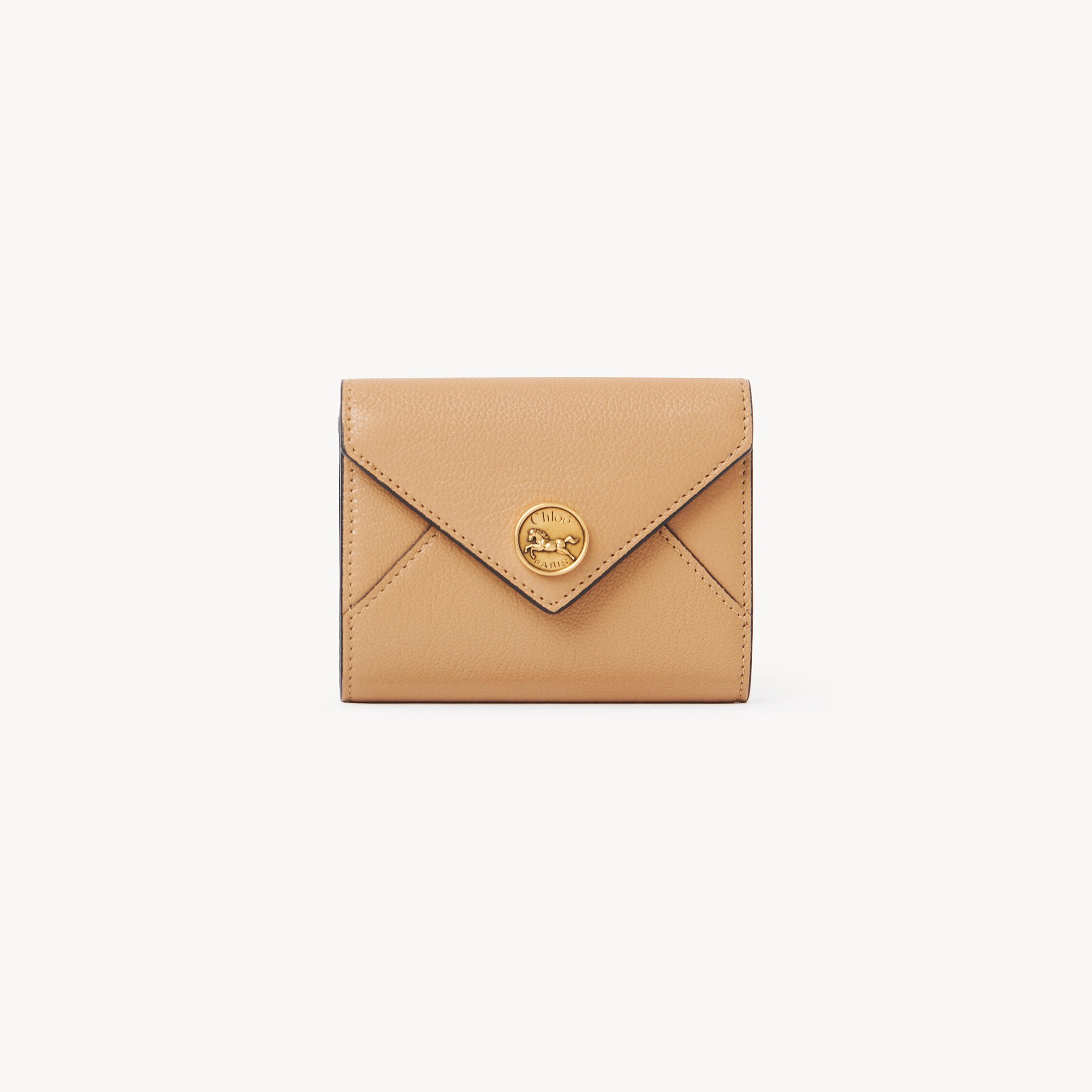 Chloé Small Envelope Tri-fold In Grained Leather In Brown