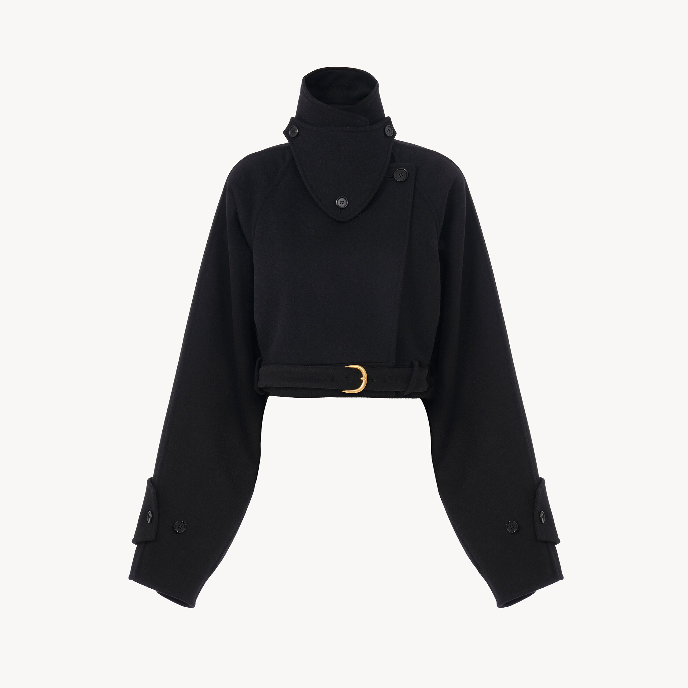 Chloé Manteau Court En Laine Double Face In Black