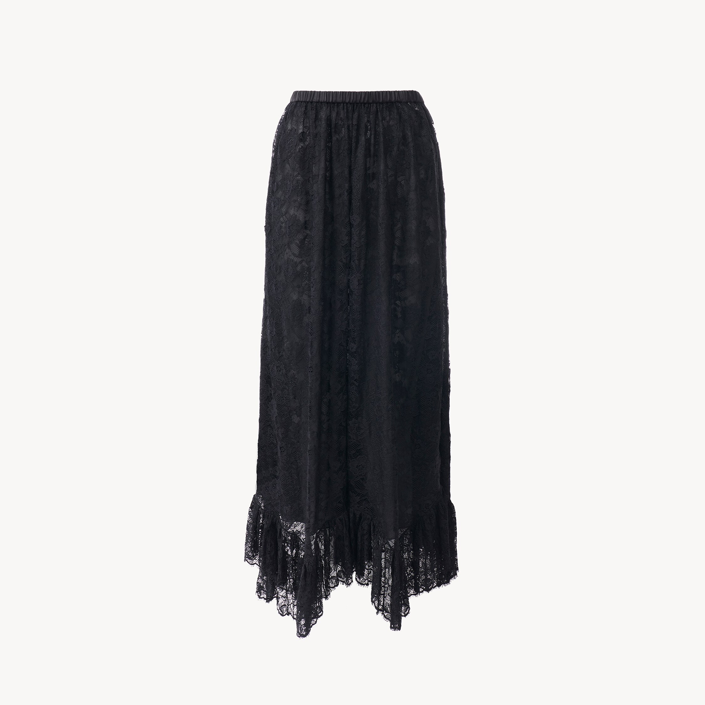 Chloé Ruffled Midi Skirt In Floral Lace Jacquard In Black